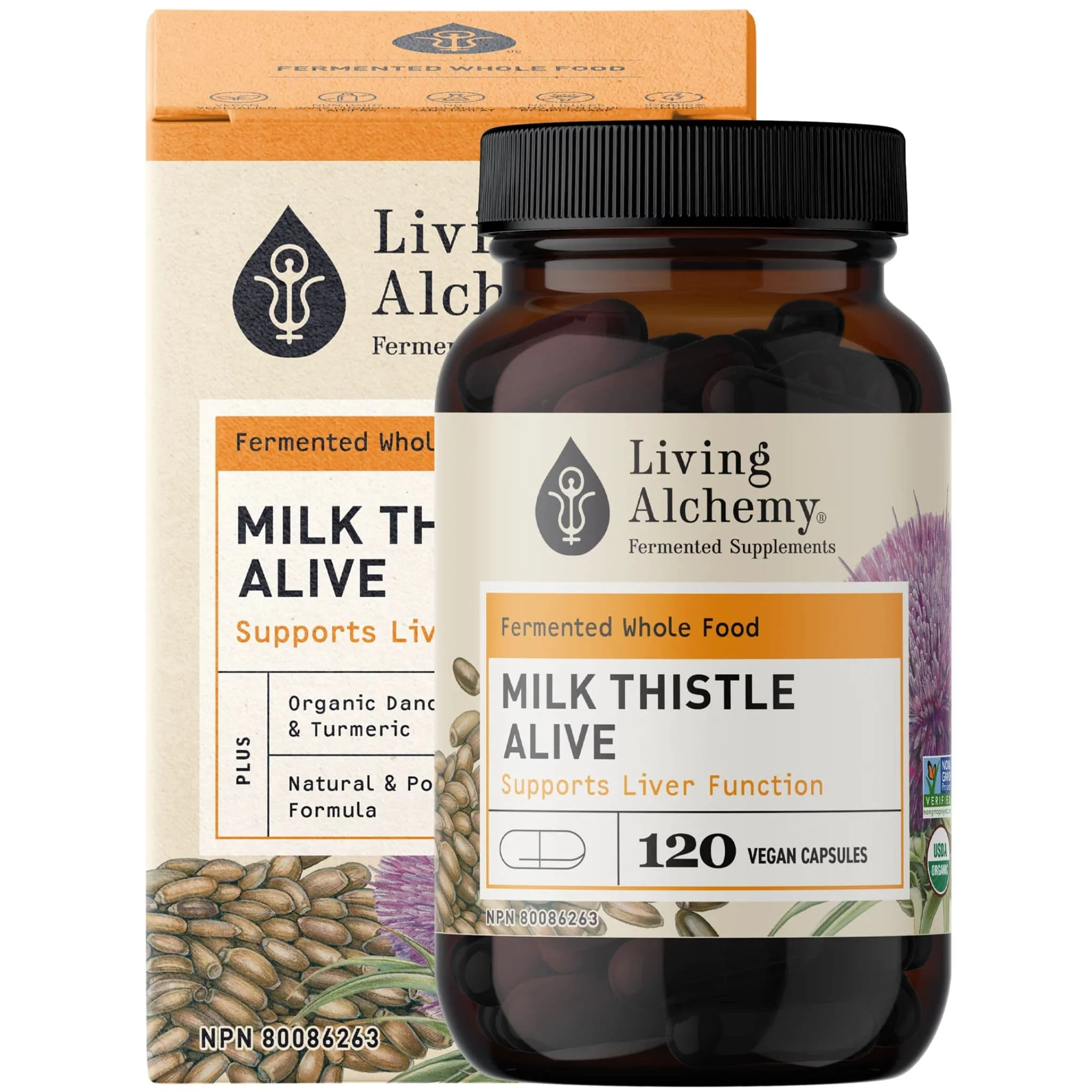 Living Alchemy Milk Thistle Alive 100mg, Fermented Milk Thistle Capsules - Image 3