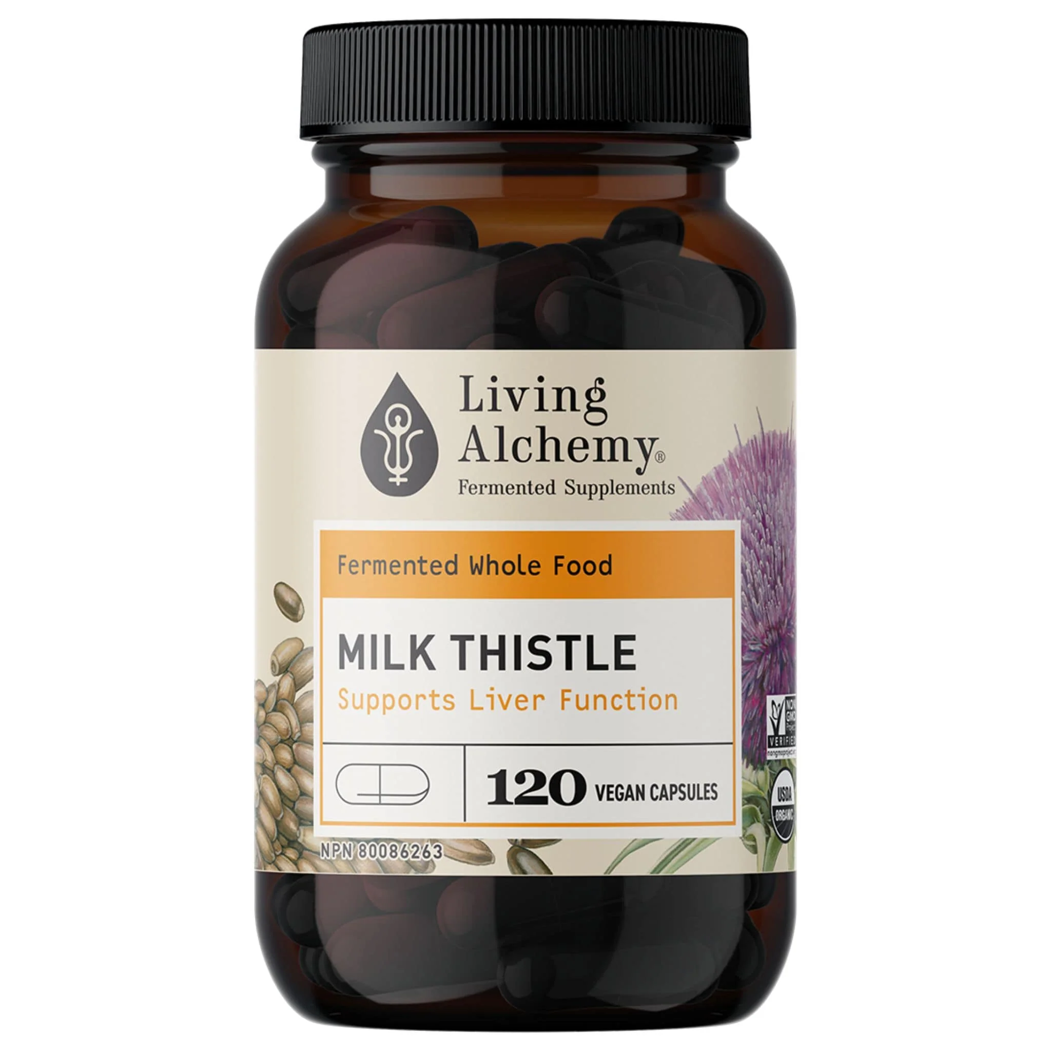 Living Alchemy Milk Thistle Alive 100mg, Fermented Milk Thistle Capsules - Image 6