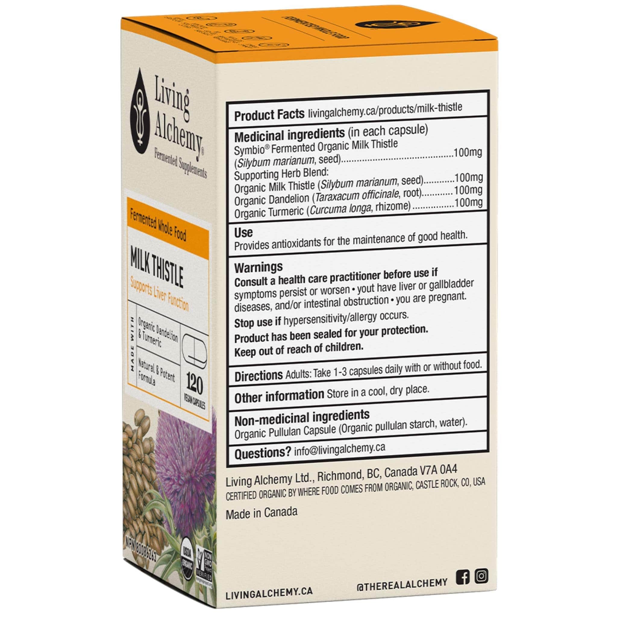 Living Alchemy Milk Thistle Alive 100mg, Fermented Milk Thistle Capsules - Image 7
