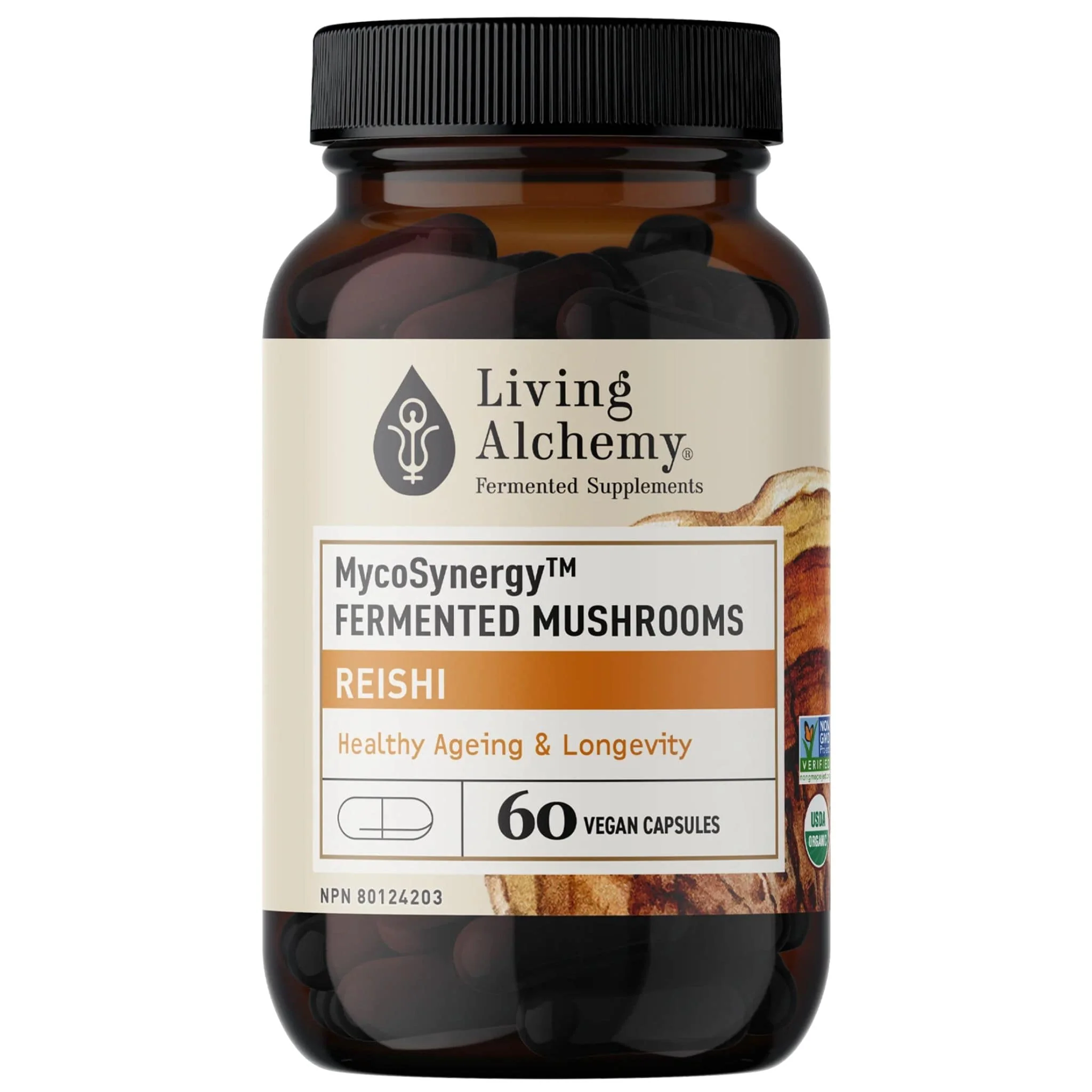 Living Alchemy MycoSynergy Fermented Mushrooms Reishi, Supports Healthy Aging and Longevity, 60 Vegetable Capsules - Image 2