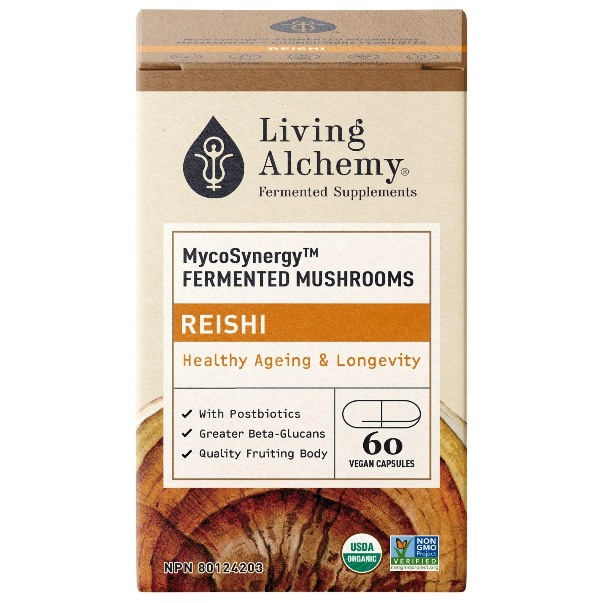 Living Alchemy MycoSynergy Fermented Mushrooms Reishi, Supports Healthy Aging and Longevity, 60 Vegetable Capsules - Image 3