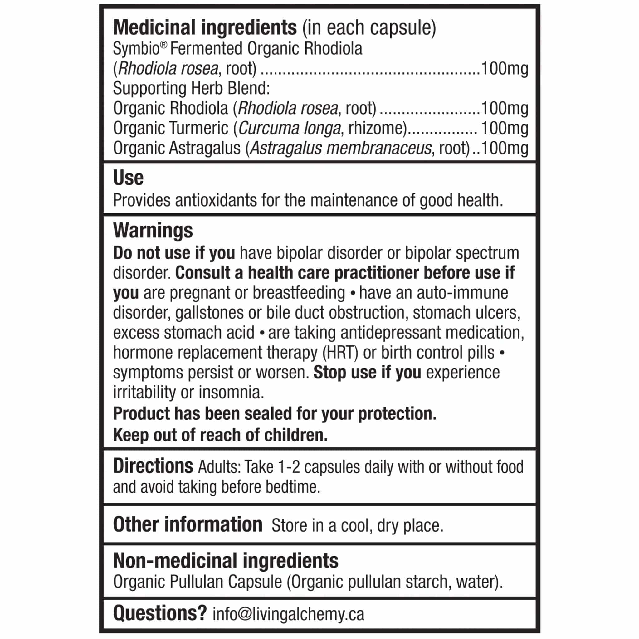 Living Alchemy Rhodiola Alive 100mg, Fermented Organic Rhodiola, 60 Capsules - Image 4
