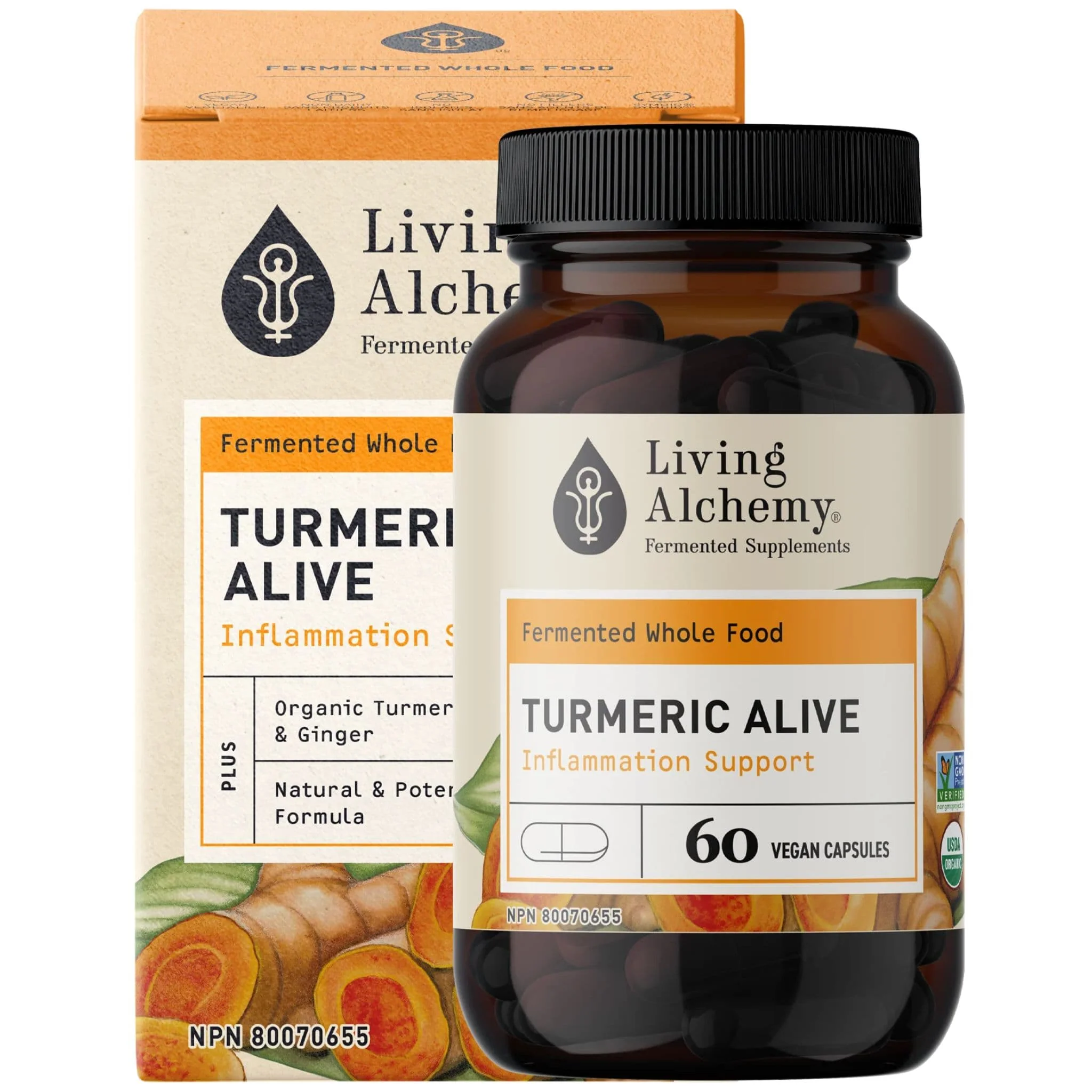 Living Alchemy Turmeric Alive 133.3mg, Fermented Organic Turmeric with Ginger