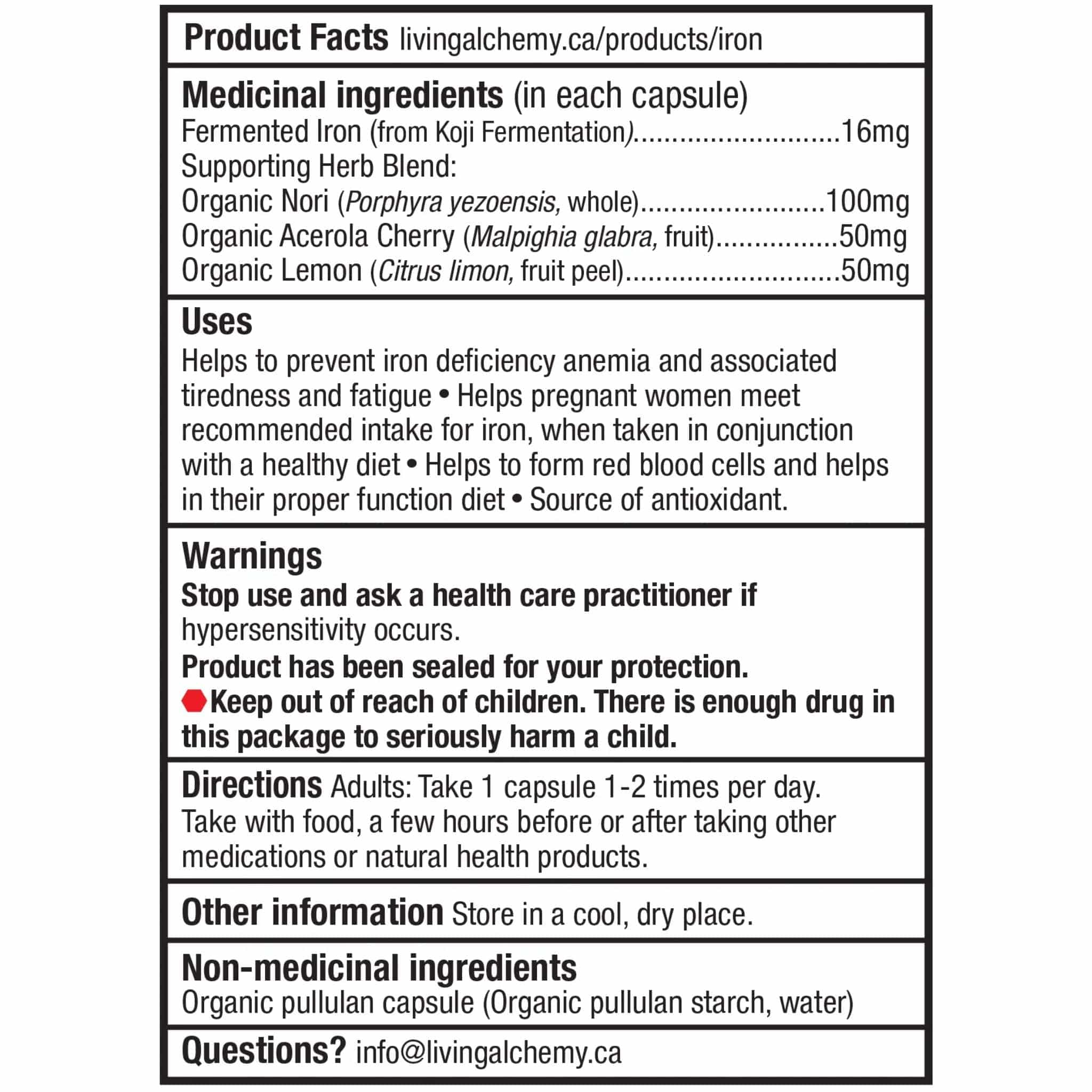 Living Alchemy Women's Iron Alive 16mg, Blood and Energy Builder, 60 Vegetable Capsules - Image 2