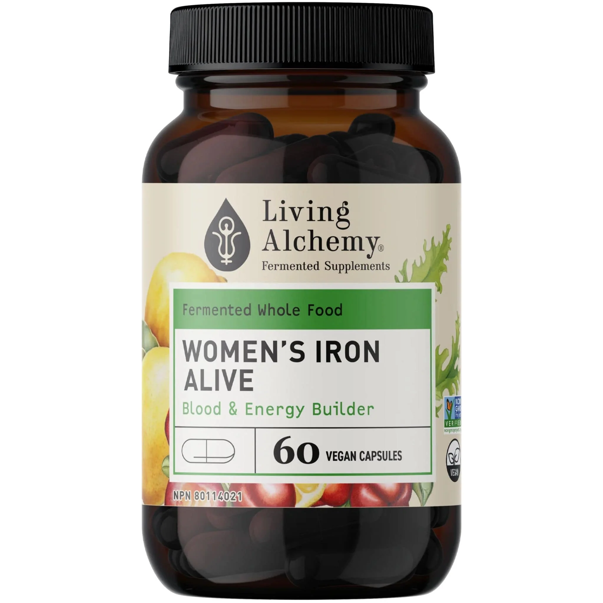 Living Alchemy Women's Iron Alive 16mg, Blood and Energy Builder, 60 Vegetable Capsules - Image 3
