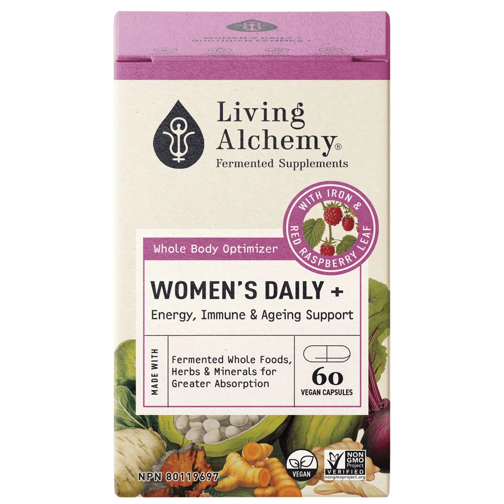 Living Alchemy Womens Daily Plus Multivitamin with Energy, Immune and Aging Support, 60 Vegetable Capsules - Image 2