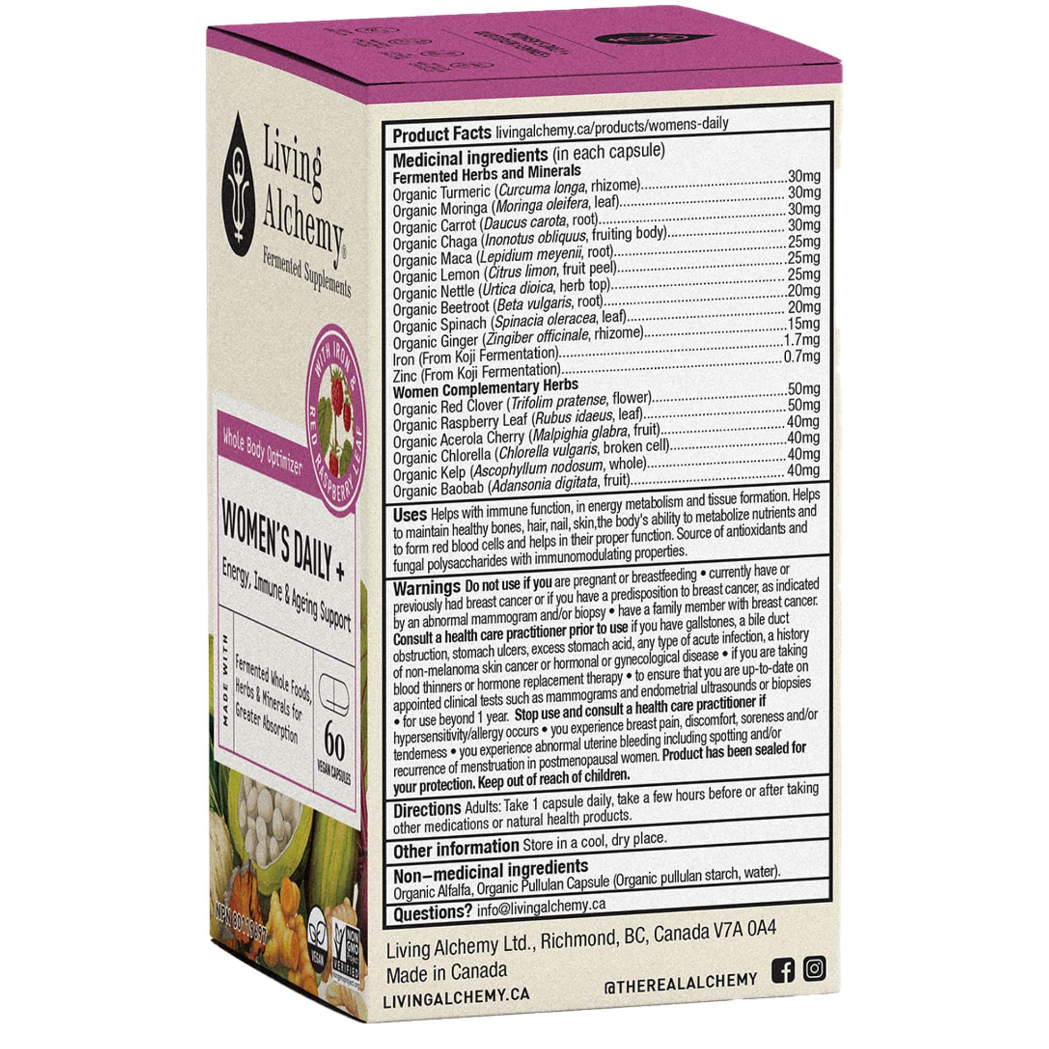Living Alchemy Womens Daily Plus Multivitamin with Energy, Immune and Aging Support, 60 Vegetable Capsules - Image 3