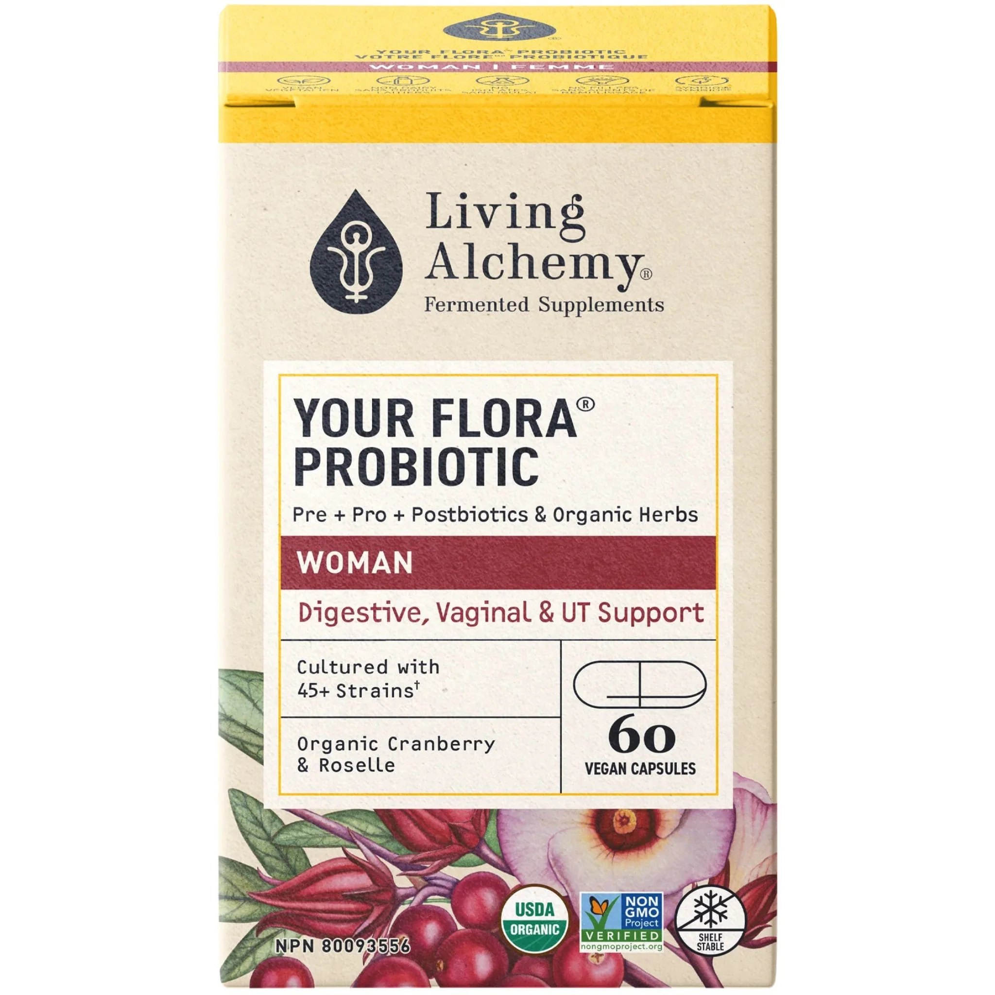 Living Alchemy Your Flora Woman, Vaginal & UT Balance, Probiotics, Prebiotics and Enzymes, 60 Capsules - Image 4