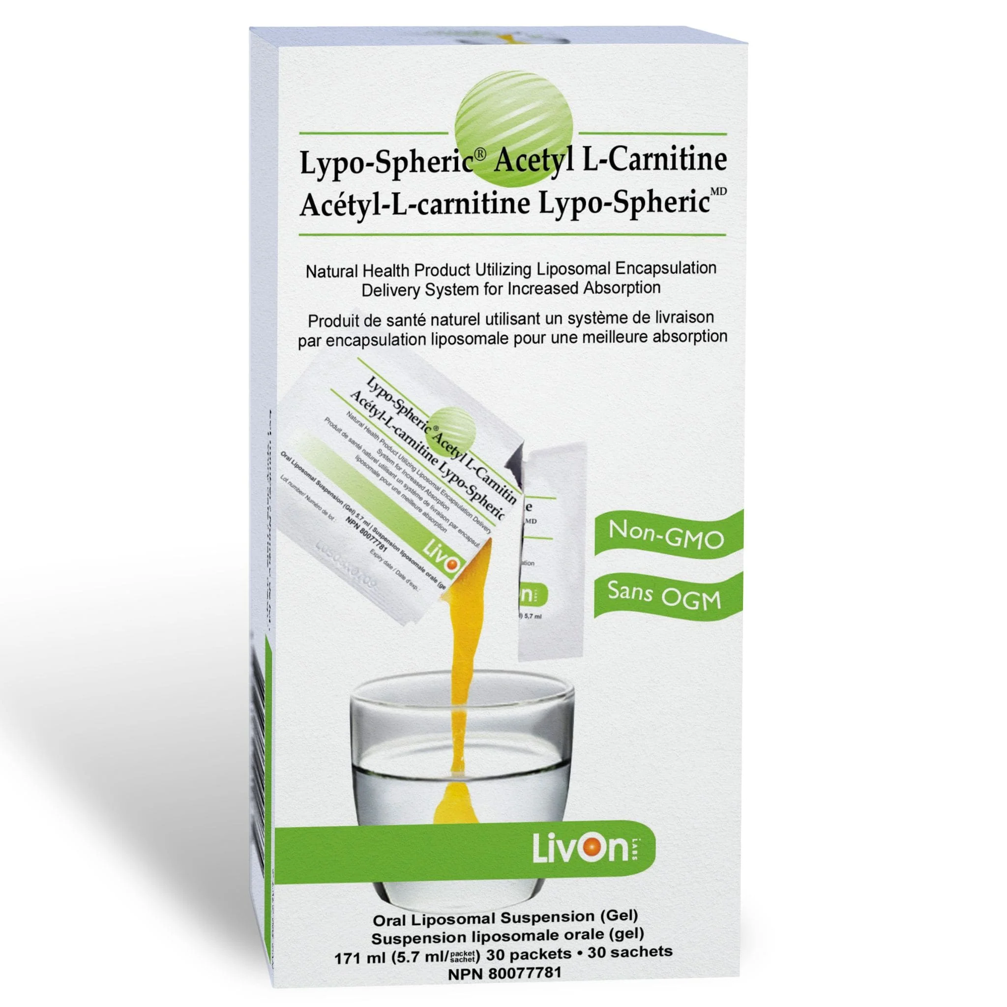 LivOn Lypo-Spheric Acetyl L-Carnitine, 30 Packets