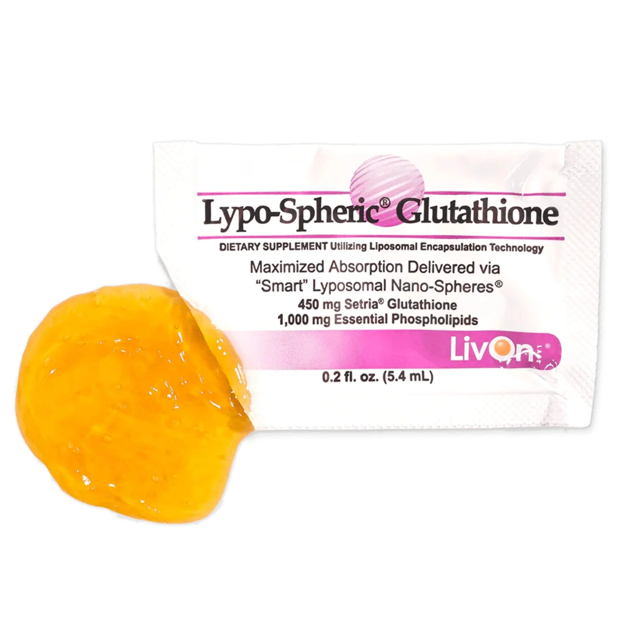 LivOn Lypo-Spheric Glutathione 450mg, Setria Liposomal Glutathione with 1,000mg Phosphatidylcholine for Optimized Absorption, Ultimate Detox Support, 30 Packets - Image 2