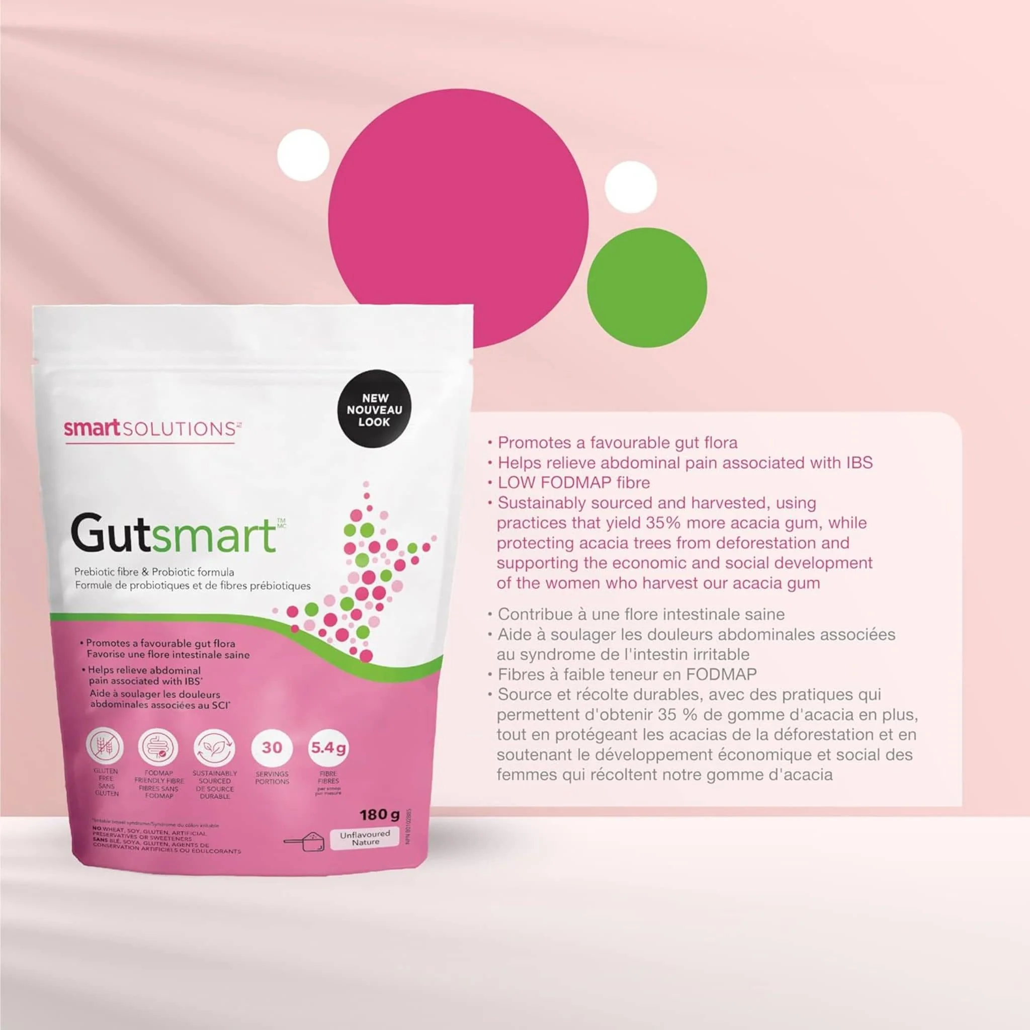 Smart Solutions Gutsmart Prebiotic and Probiotic Powder, Unflavoured, 180g - Image 4