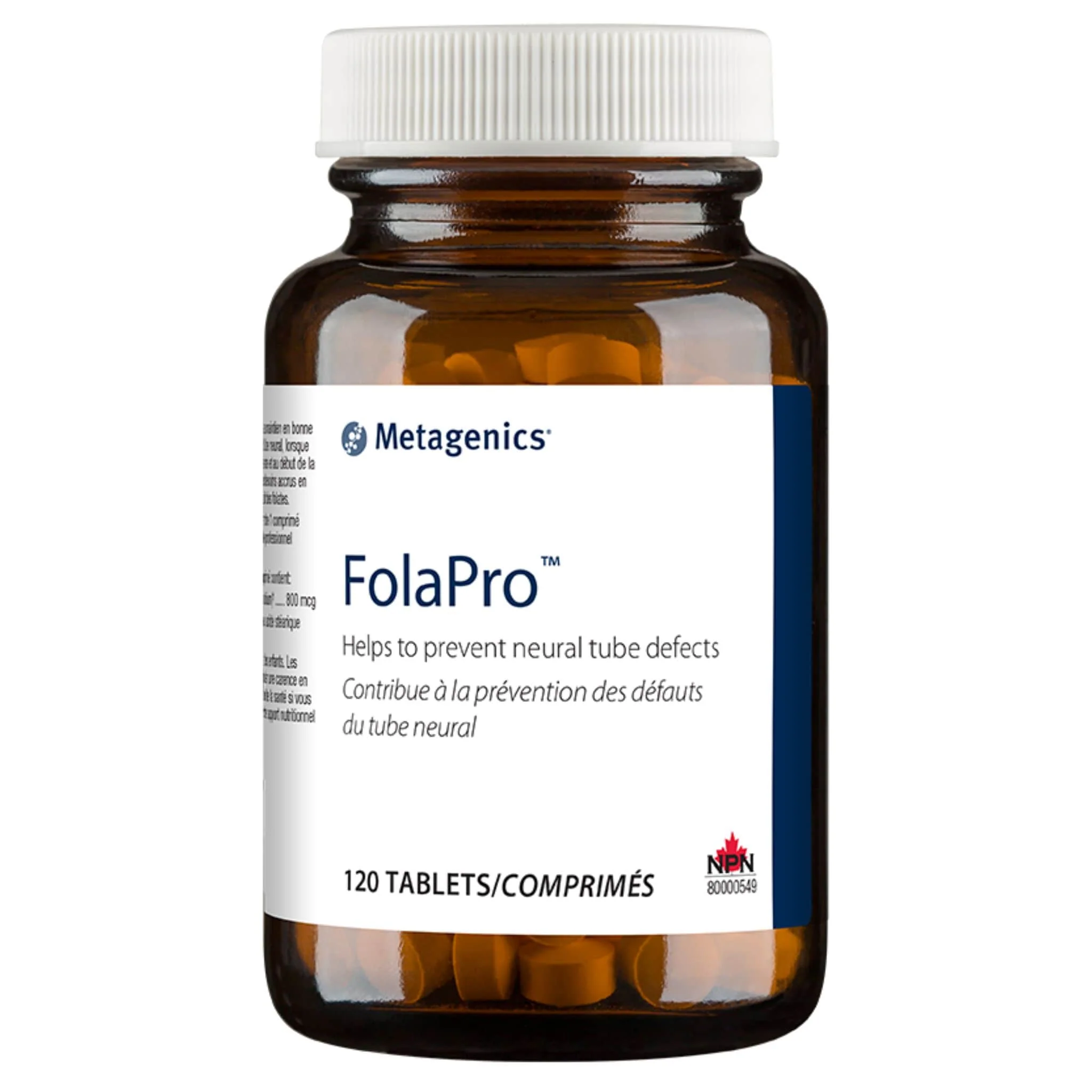 Metagenics FolaPro Folate 800mcg, 5-MTHF, Calcium L-5-Methyltetrahydrofolate, Helps to Prevent Neural Tube Defects, 120 Tablets CLEARANCE 25% Off Exp 11/26 Final Sale