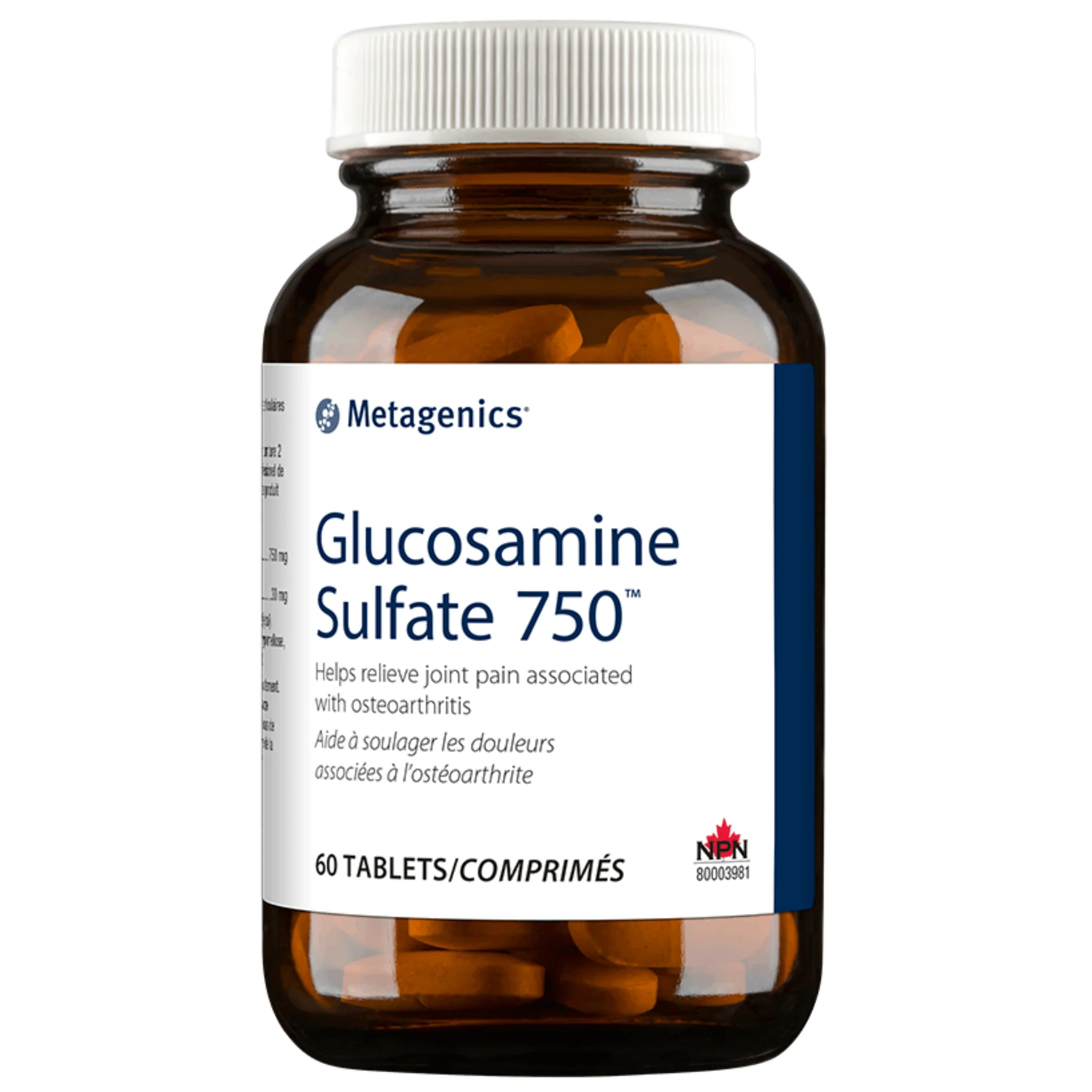 Metagenics Glucosamine Sulfate 750, Helps Relieve Joint Pain Associated with Osteoarthritis, 60 Tablets CLEARANCE 75% Off Exp 6/26 Final Sale