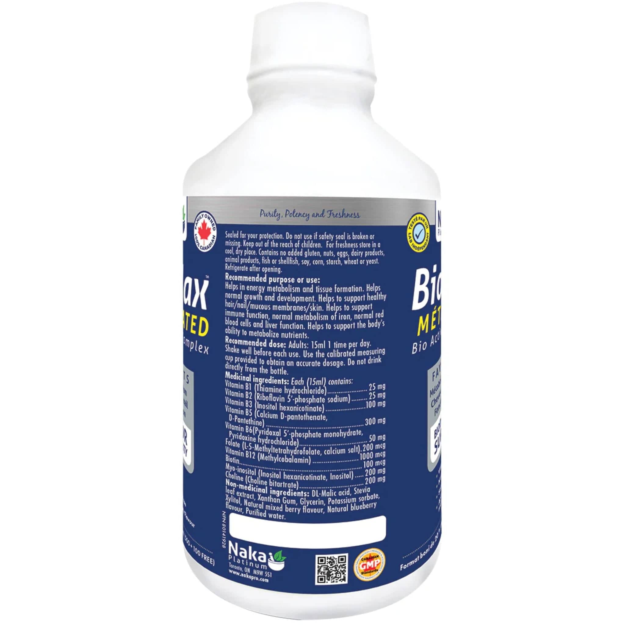 NAKA BioMax Methylated Liquid B-Complex, Activated B Vitamins for Energy, Stress and Nervous System Support, 250ml - Image 3