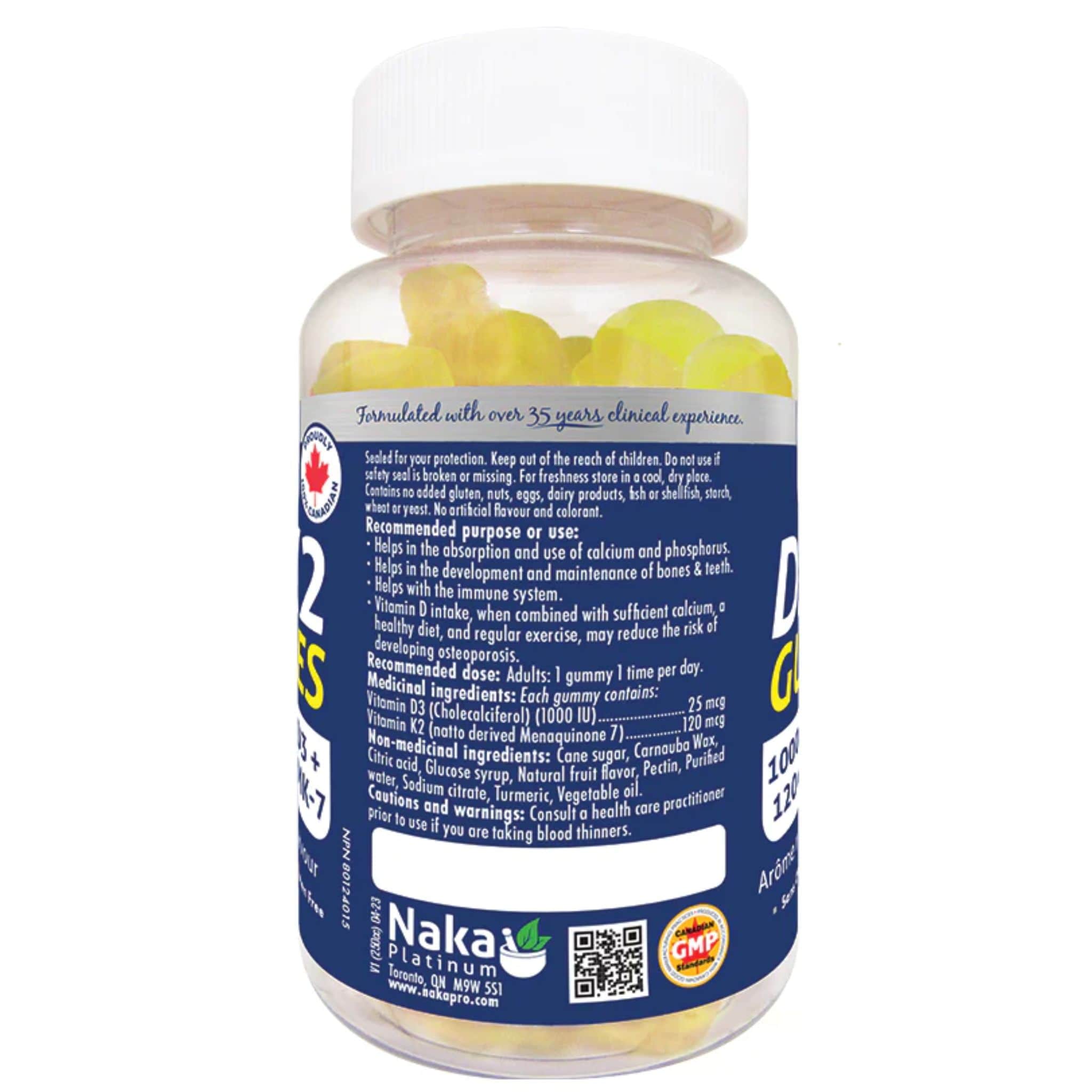 Naka D3 + K2 Gummies, 1000IU and 120mcg,  60 Gummies - Image 2