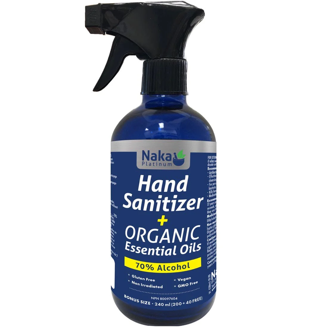 Naka Hand Sanitizer + Organic Essential Oils (70% alcohol) - Image 3