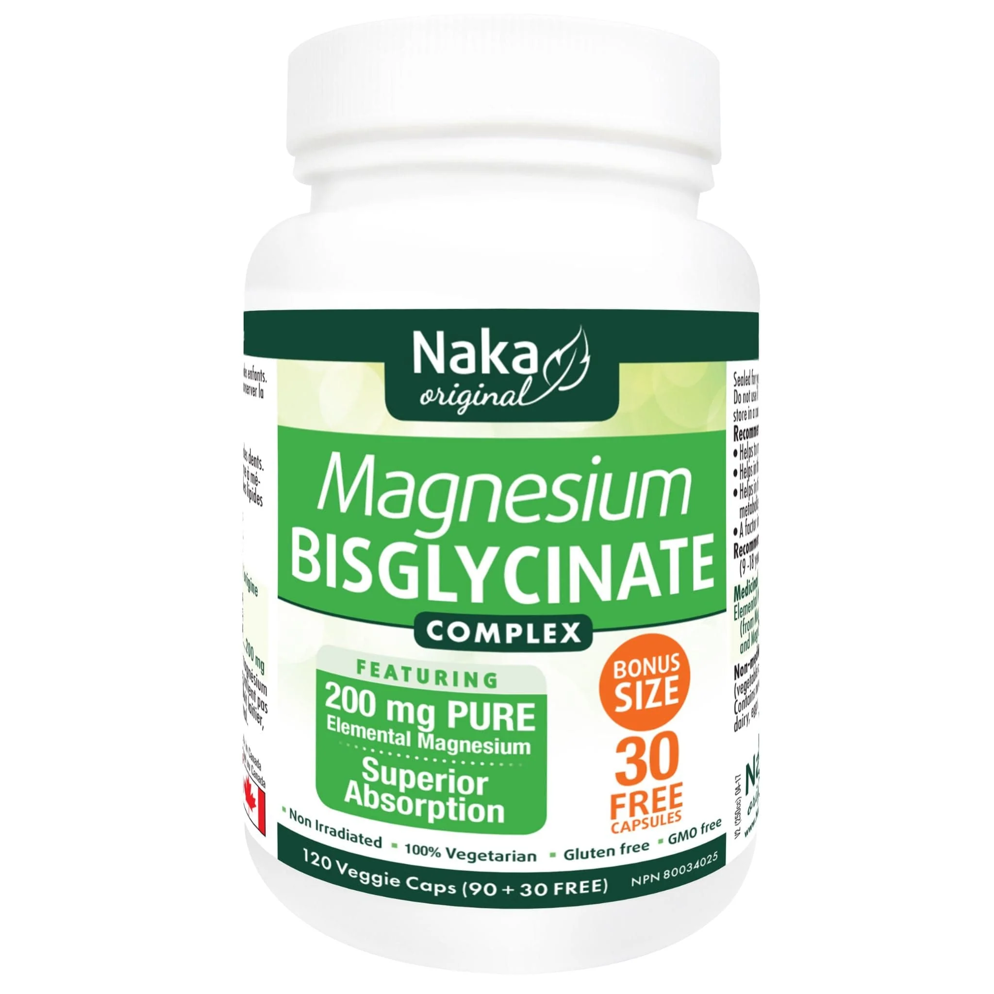 Naka Herbs Magnesium Bisglycinate 200mg Pure Elemental Magnesium - Image 2