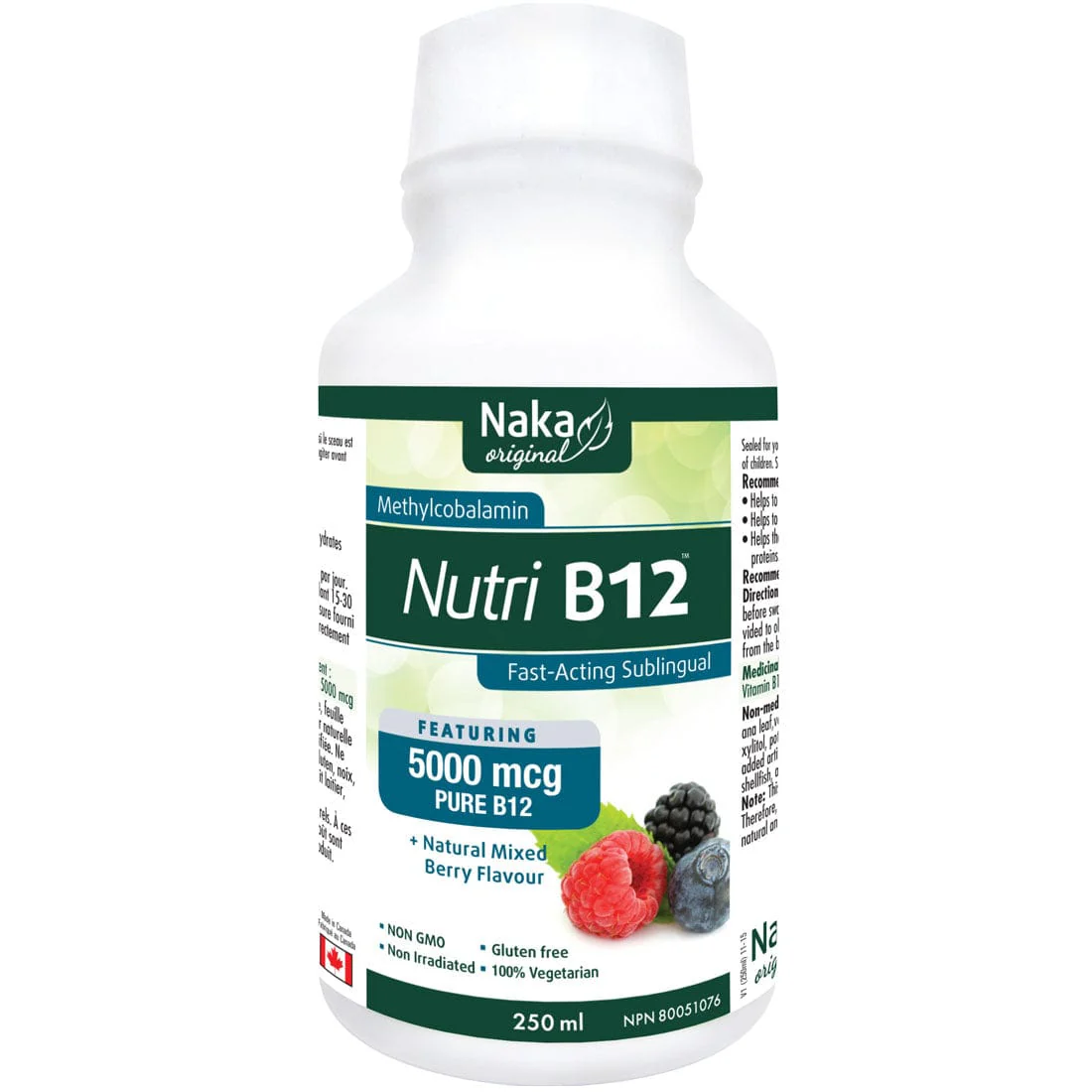 Naka Herbs Nutri B12 5000mcg Sublingual Liquid Vitamin B12, 250ml