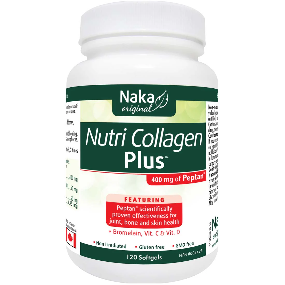Naka Herbs Nutri Collagen Plus 400mg of Peptan Collagen, 120 Softgels