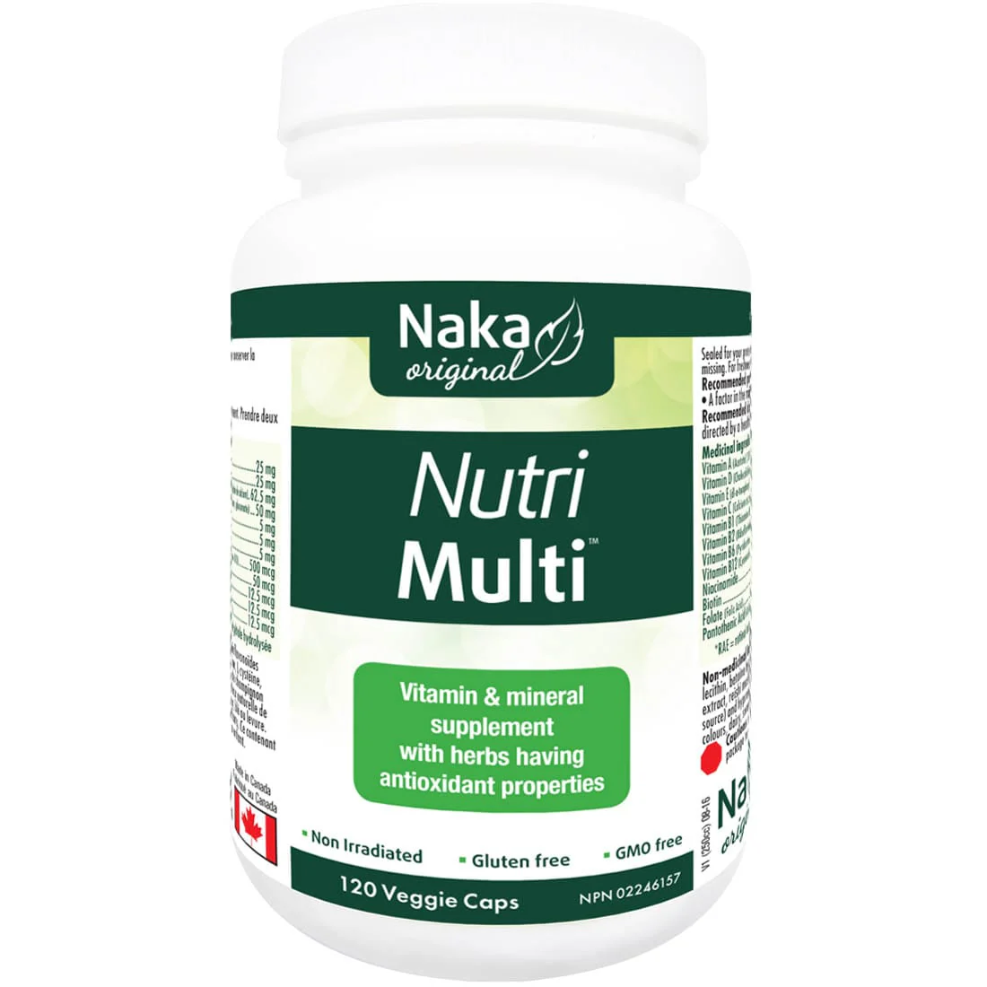 Naka Herbs Nutri Multi Multivitamin with Minerals and Herbs, Gluten-Free, 150 Vegetable Capsules - Image 2