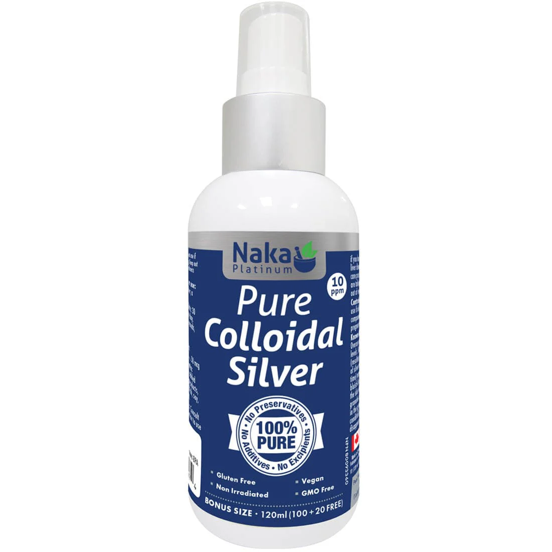 Naka Herbs Platinum Pure Colloidal Silver Spray 10ppm (100% Pure), 120ml - Image 2