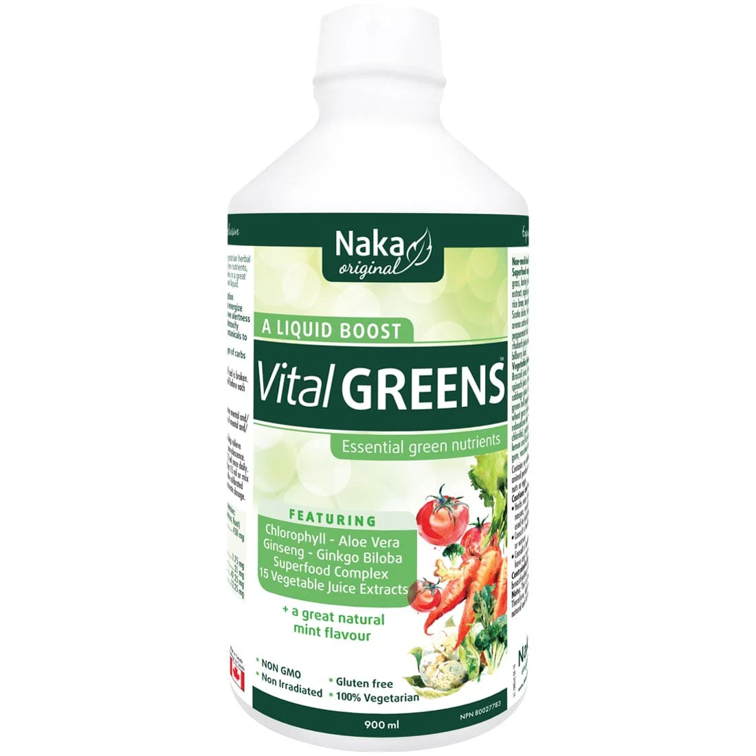 Naka Herbs Vital Greens Liquid Greens, Energy Boost, 15 Pure vegetable juice extracts Plus Chlorophyll, aloe vera, ginseng, ginkgo biloba, and much more