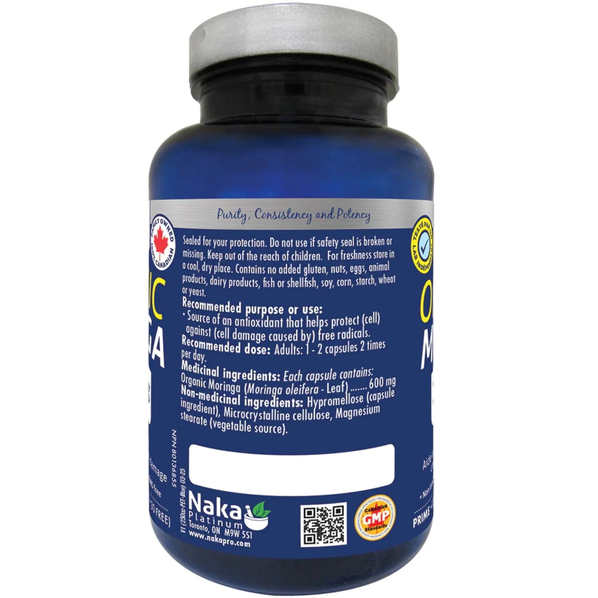 NAKA Organic Moringa 1200mg, Antioxidant & Metabolism Support, 120 Vegetable Capsules - Image 2