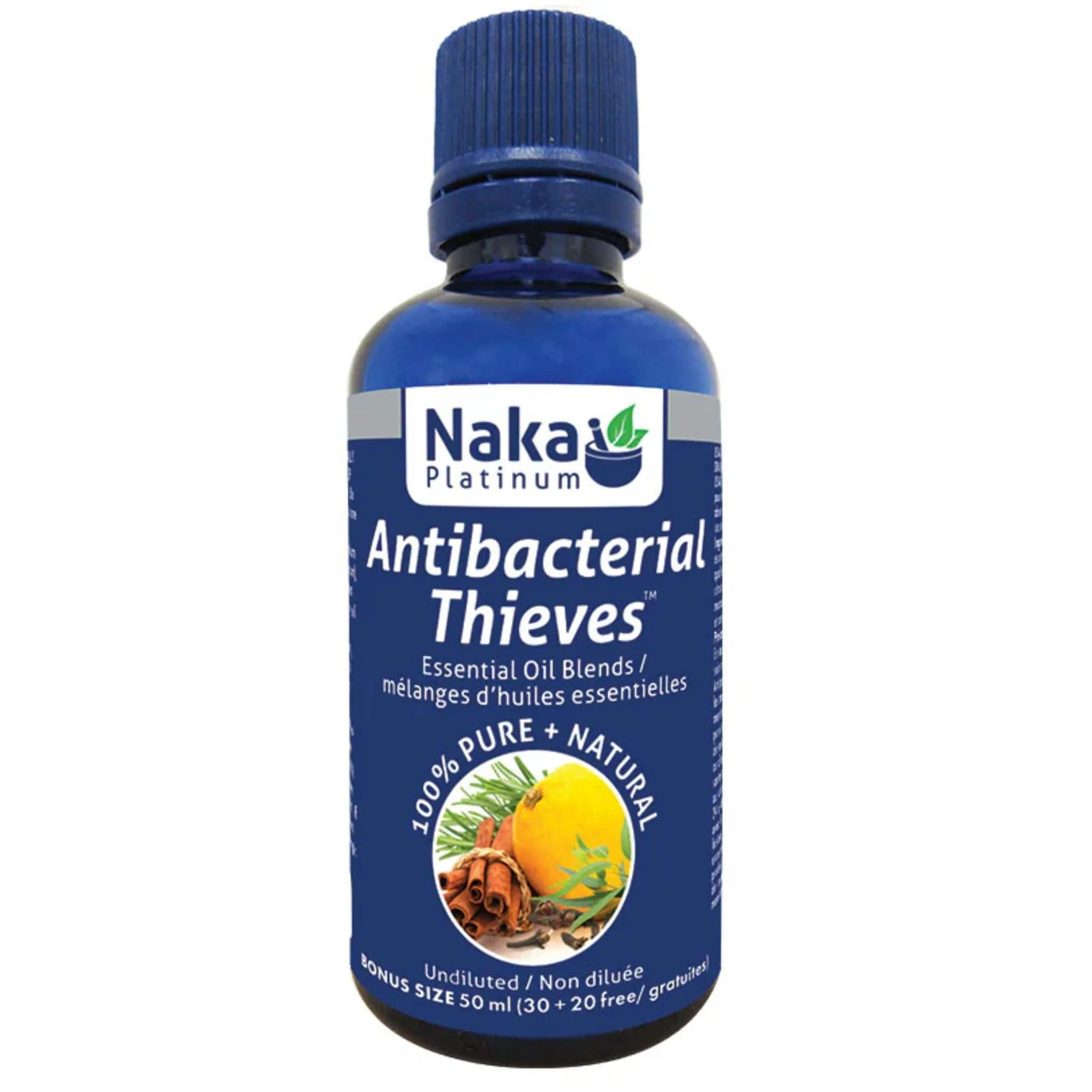 Naka Platinum Antibacterial Thieves, 100% Pure and Natural, Purifies Air to Support Respiratory Health, 50ml