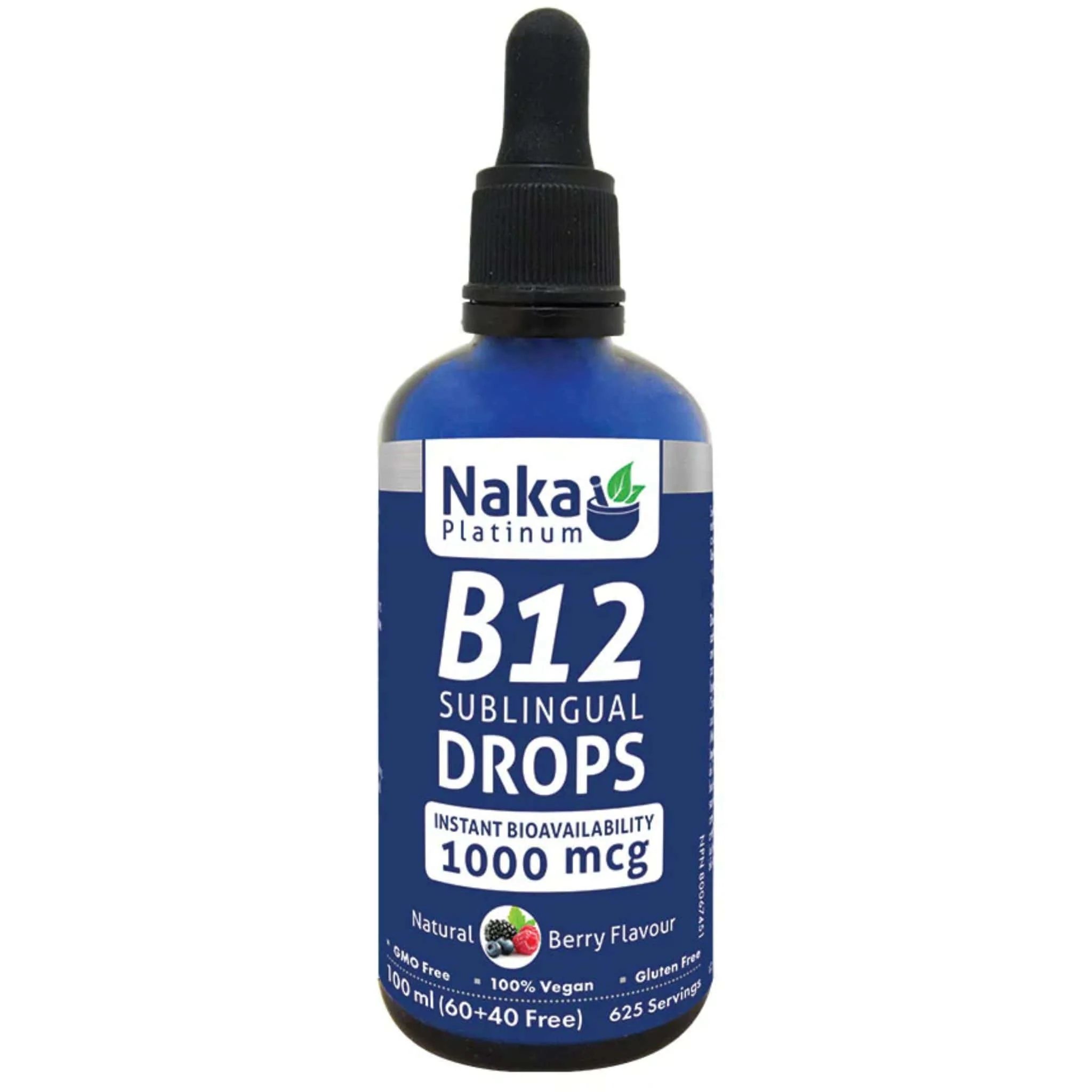 Naka Platinum Liposomal B12 Drops 1000mcg, Fast Absorption, Supports Metabolism, Red Blood Cells and Nervous System Health, 100ml