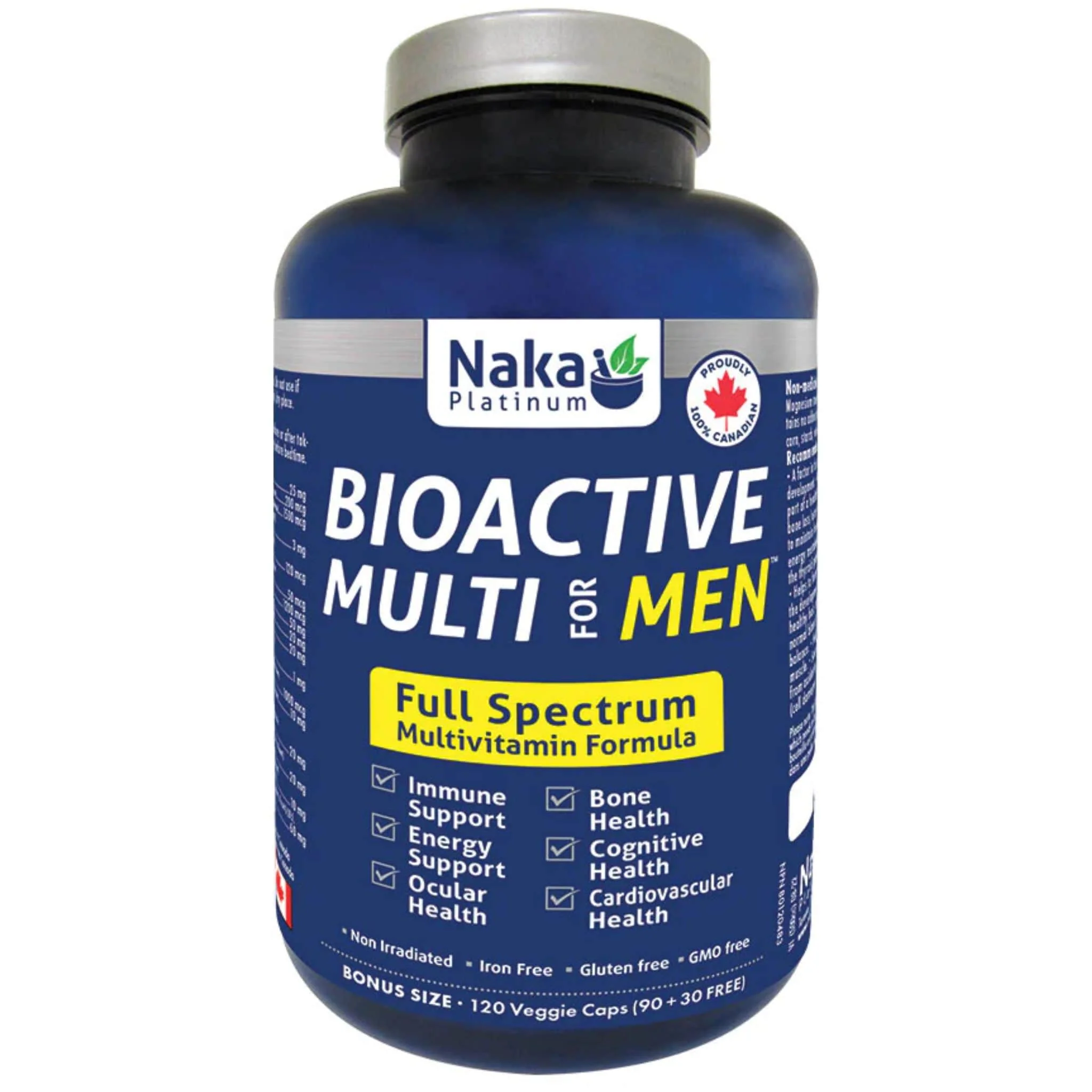 Naka Platinum Bioactive Multi for Men, Full Spectrum Multivitamin, 60-120 Vegetable Capsules - Image 2