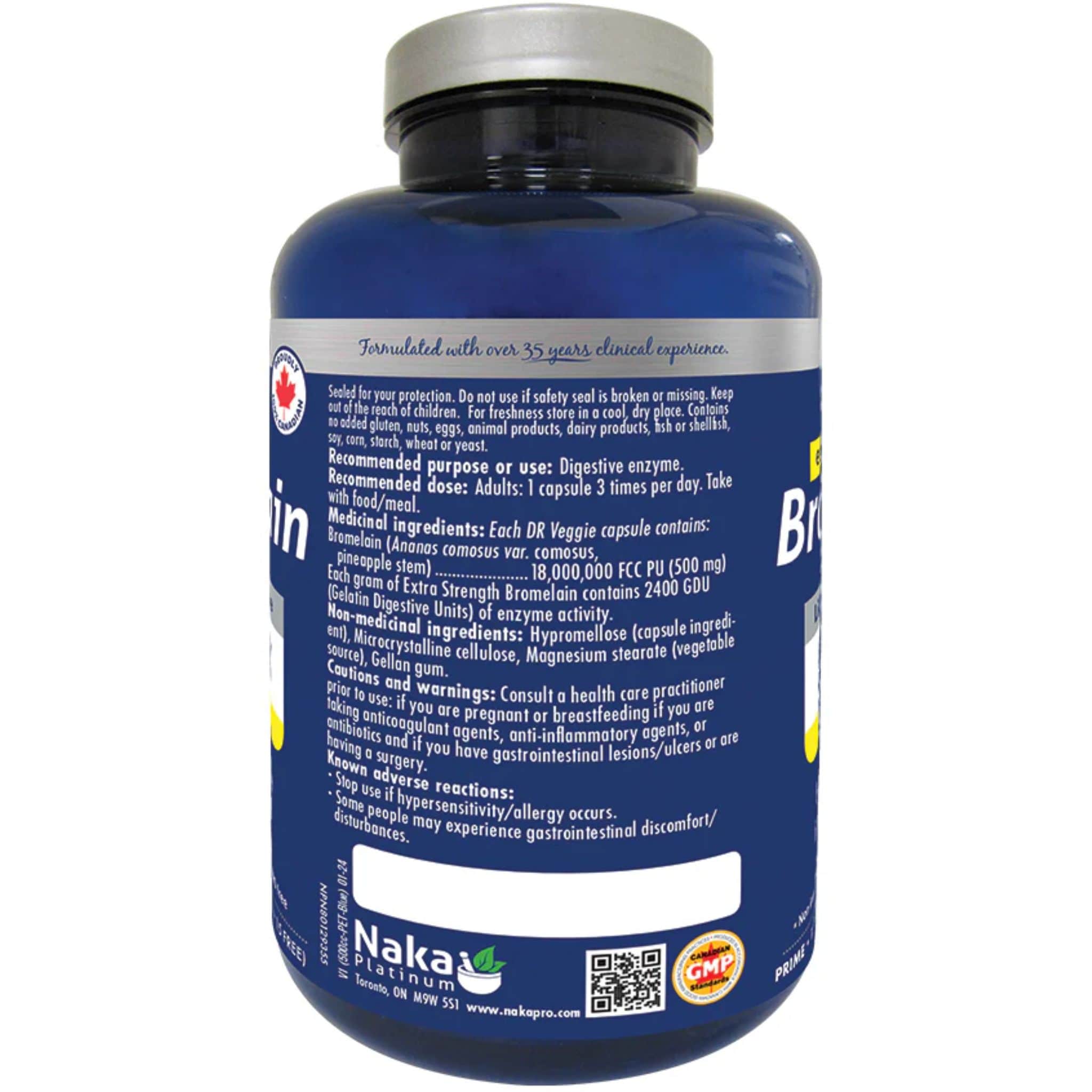 Naka Platinum Bromelain Extra Strength 500mg, Digestive Enzyme from Pineapple, 75 Delayed Release Vegetable Capsules - Image 2