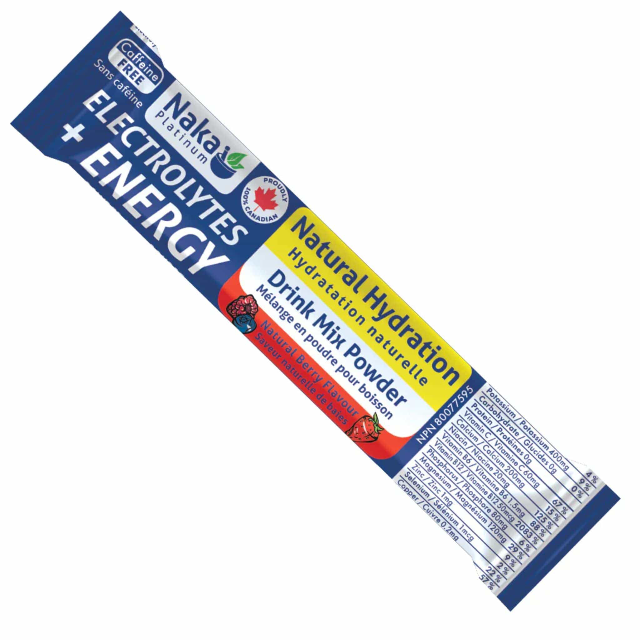 Naka Platinum Electrolytes + Energy Powder, Natural Hydration Drink Mix, 24 Sachets - Image 2