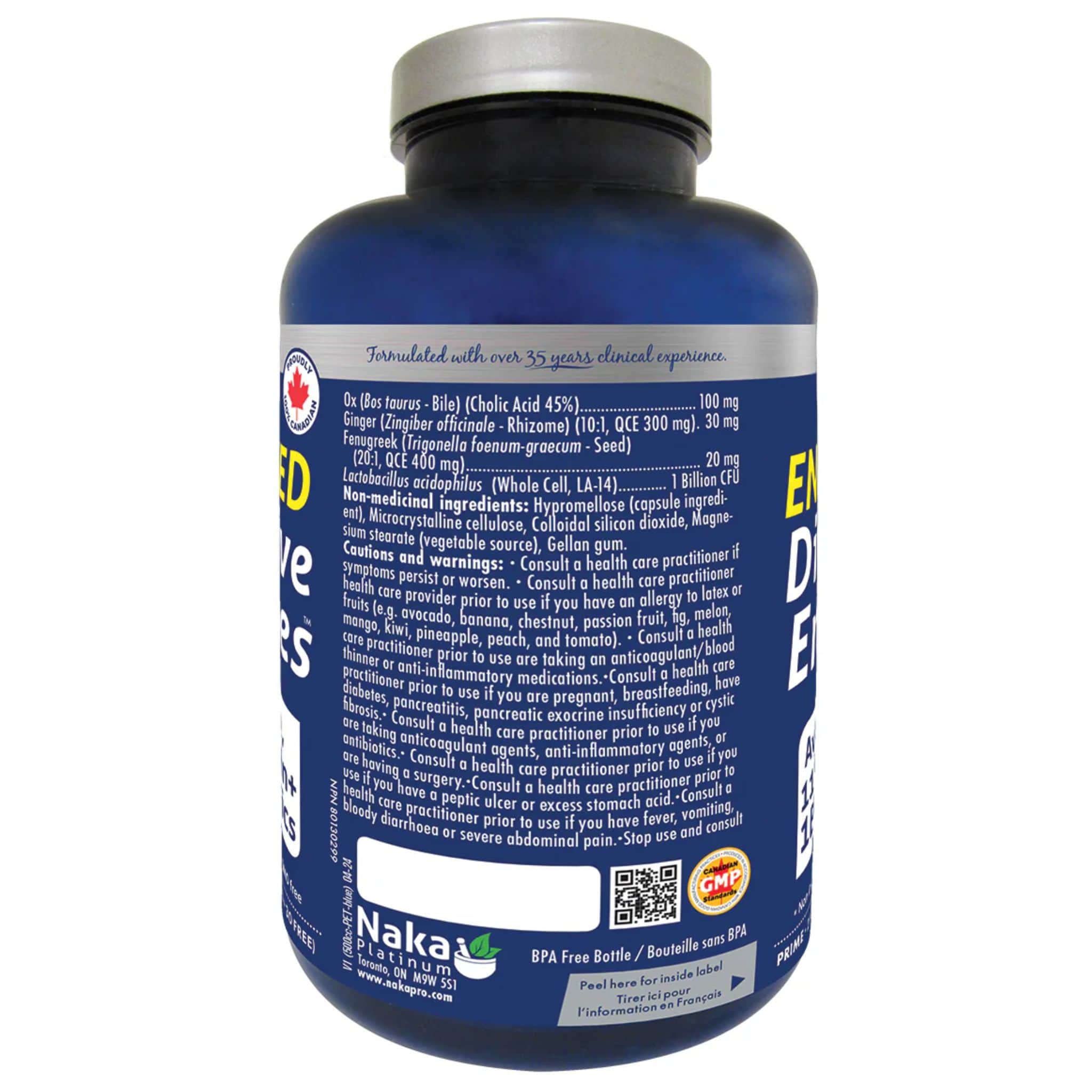 Naka Platinum Enhanced Digestive Enzymes with Ox Bile, 11x Pancreatuc and 1B CFU Probiotics, Shelf Stable, 120 Delayed Release Vegetable Capsules - Image 3