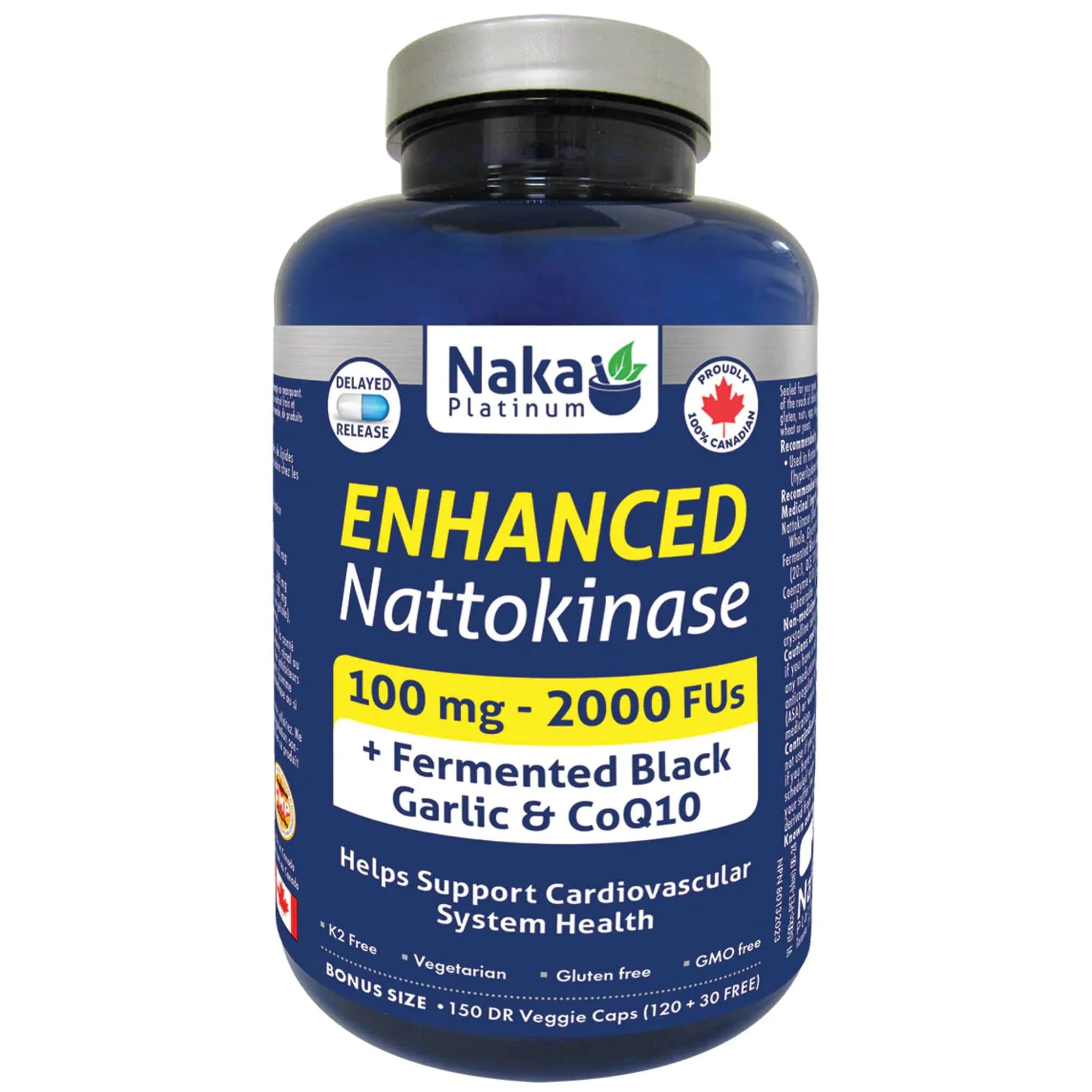 Naka Platinum Enhanced Nattokinase, Supports Cardiovascular Health, 75-150 Delayed Release Vegetable Capsules - Image 3