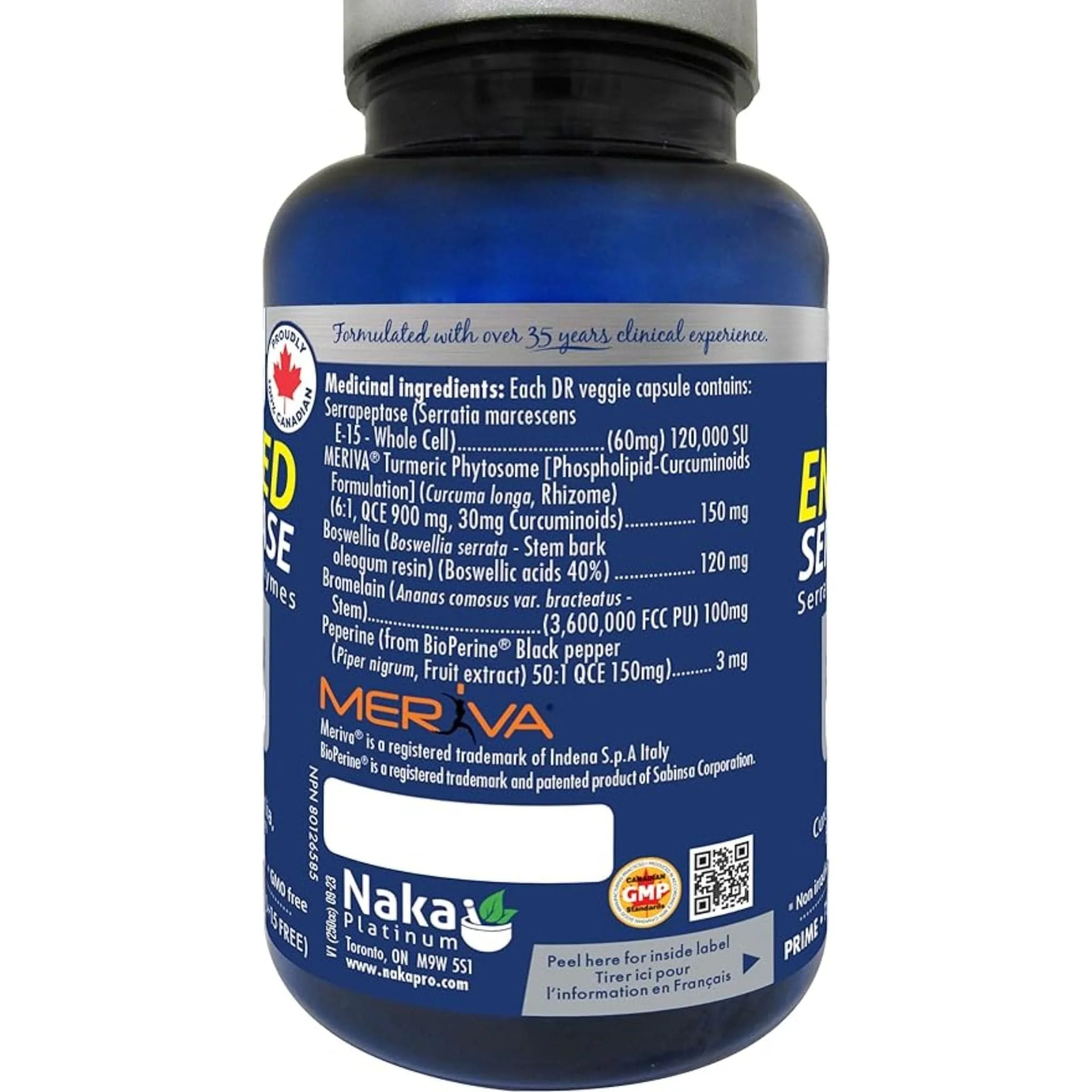 Naka Platinum Enhanced Serrapeptase 120,000 SU, 75 Delayed Release Vegetable Capsules - Image 3