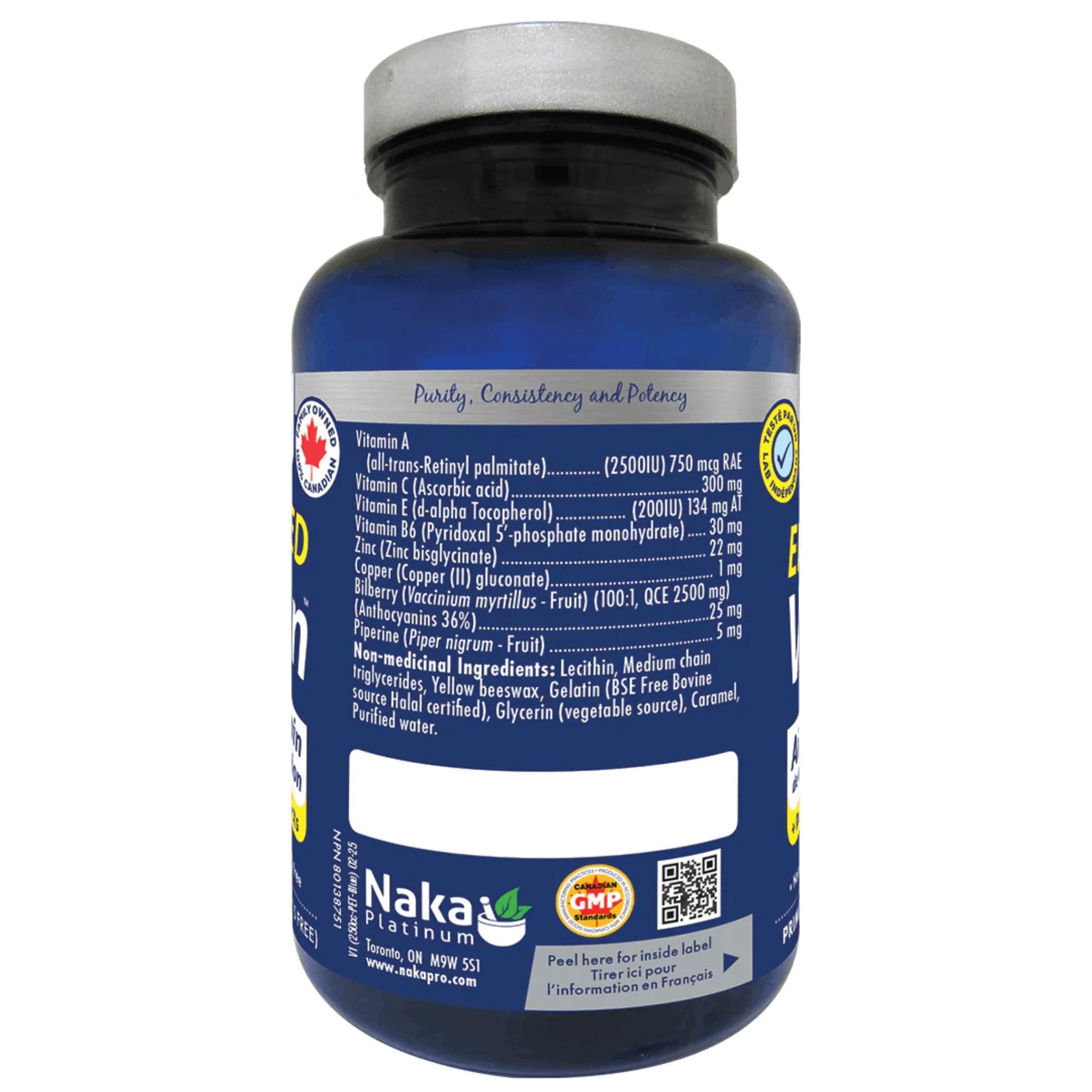 Naka Platinum Enhanced Vision, Supports Eye Health and Helps to Reduce Risk of Cataracts, Lutein, Zeaxanthin, Vitamins A, C, E, Zinc, 90 Softgels - Image 3