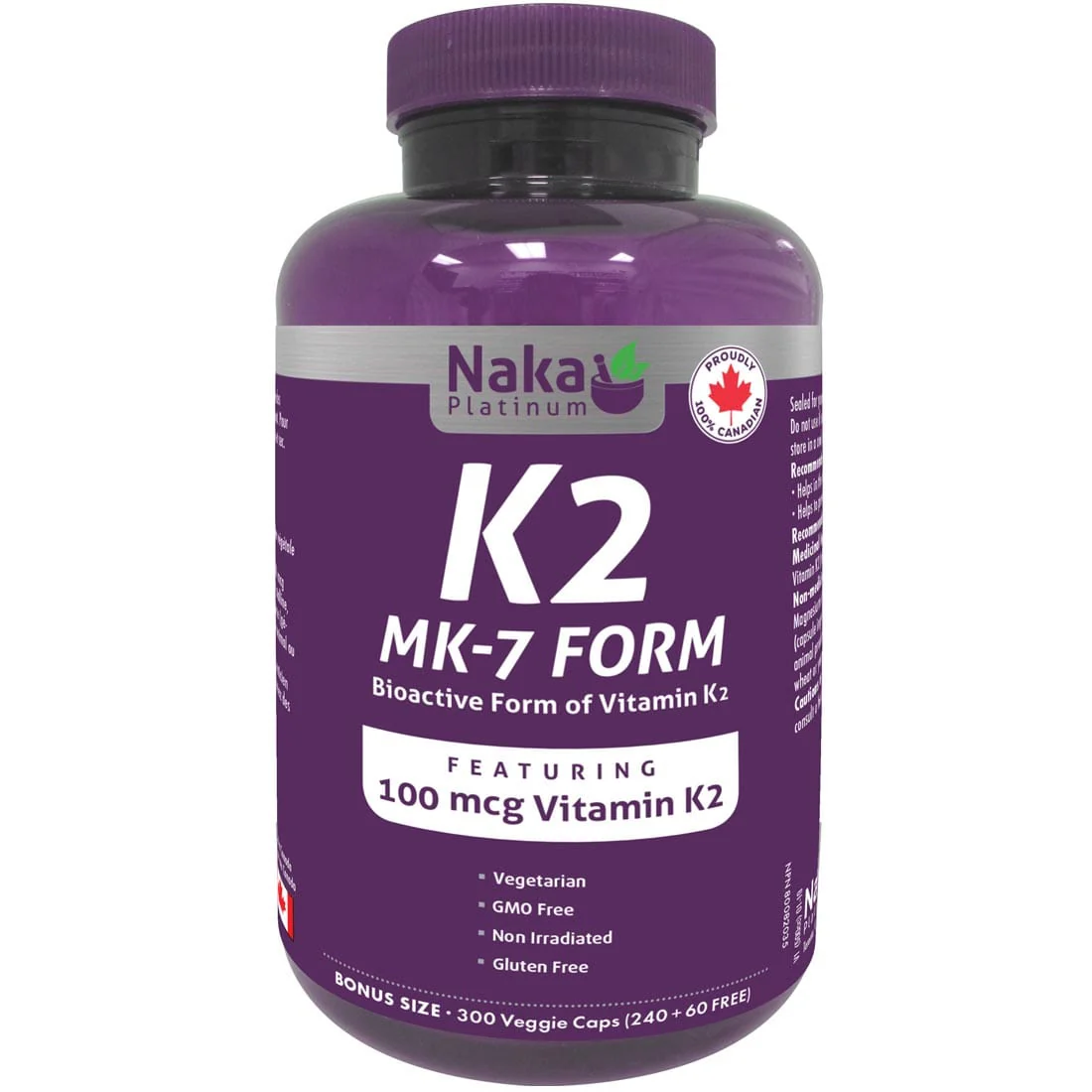 Naka Platinum K2, Active MK-7 Form, 300 Capsules
