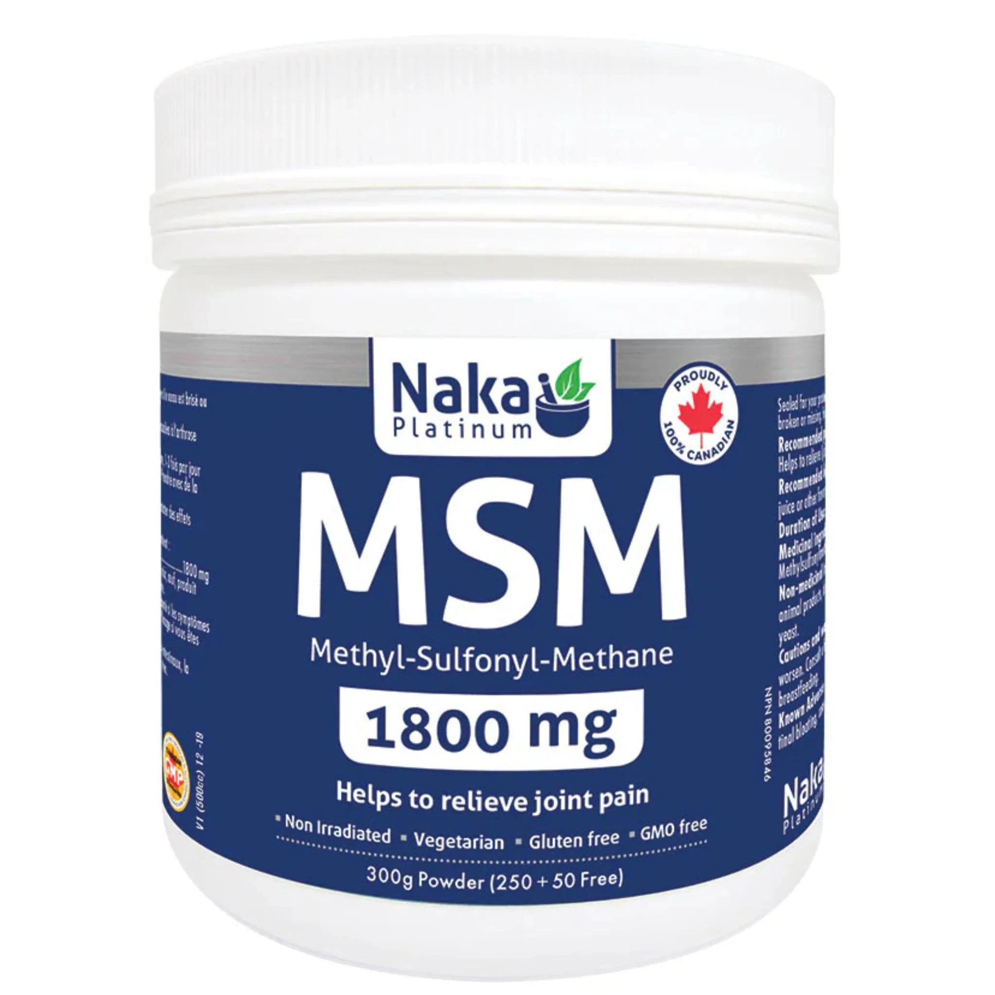 Naka Platinum MSM 1800mg Powder, Joint Health Support, 300g