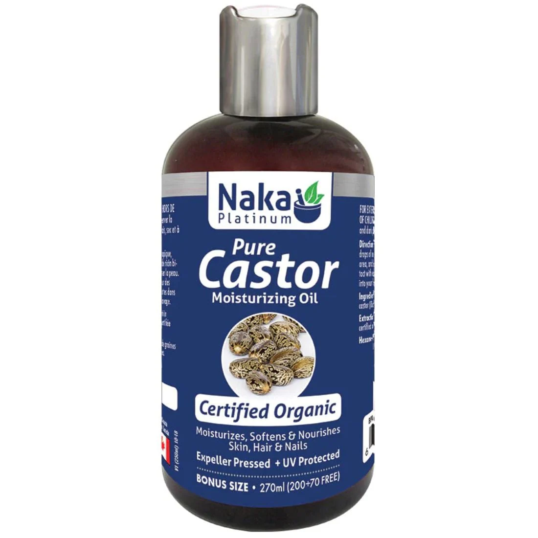 Naka Platinum Organic Castor Oil Moisturizing Oil, Hexane Free, 100% Pure, 270ml-1020ml - Image 2