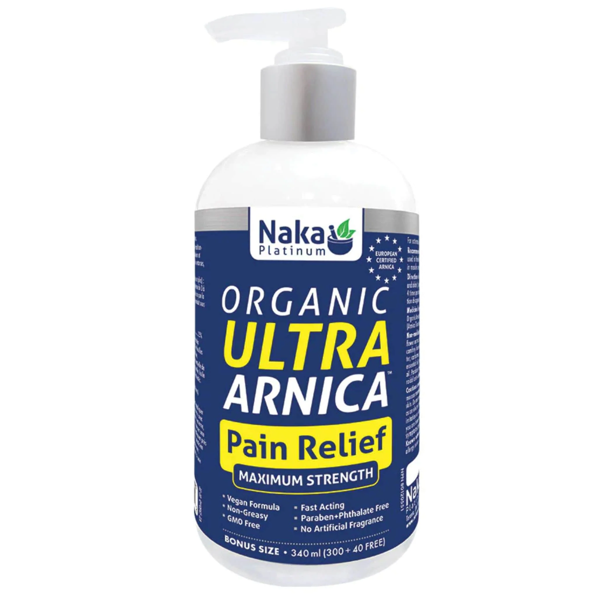 Naka Platinum Organic Ultra Arnica Pain Relief Lotion, Maximum Strength Arnica Lotion, Non-Greasy and Fast Acting