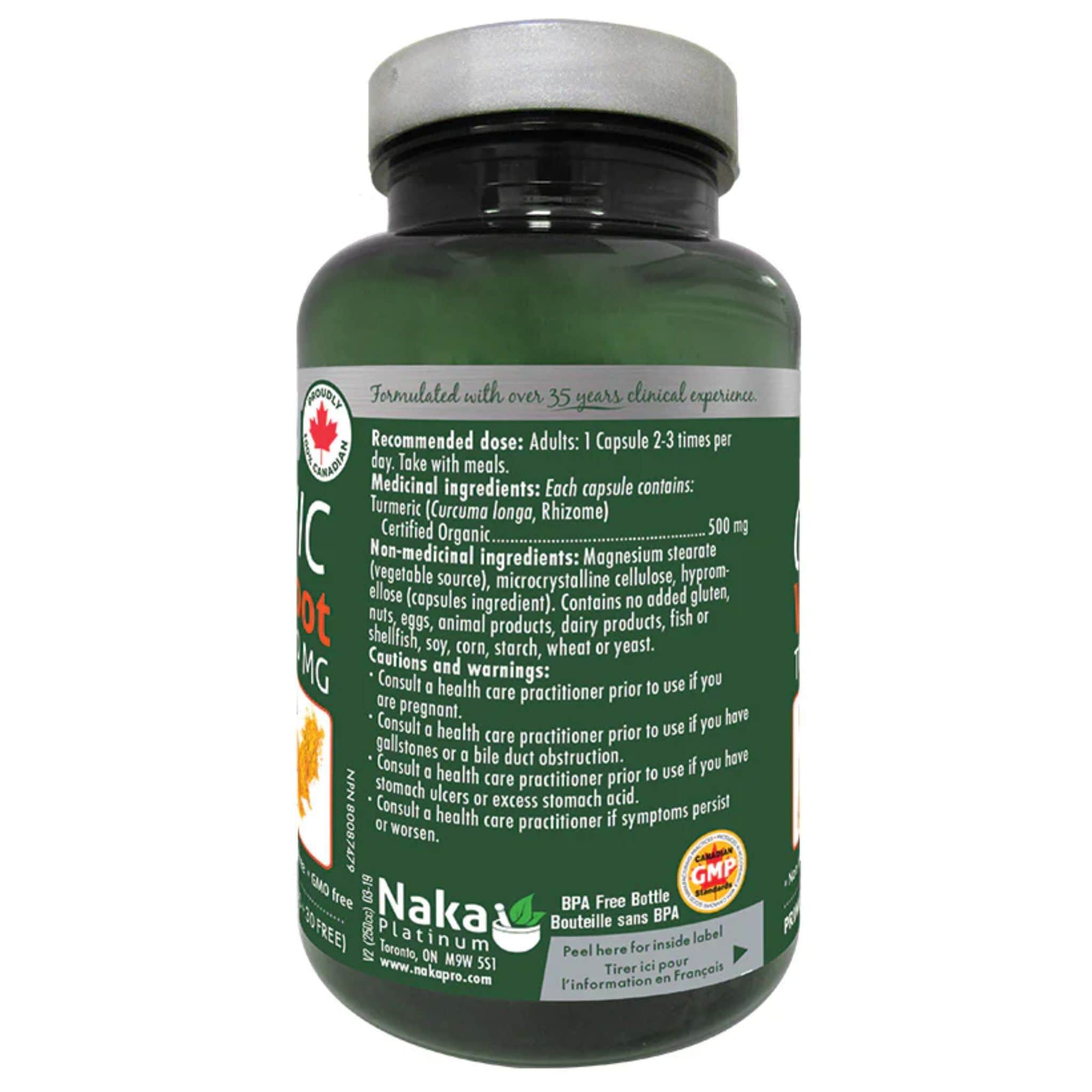 Naka Platinum Organic Whole Root Turmeric 500mg, 120 Vegetable Capsules - Image 2