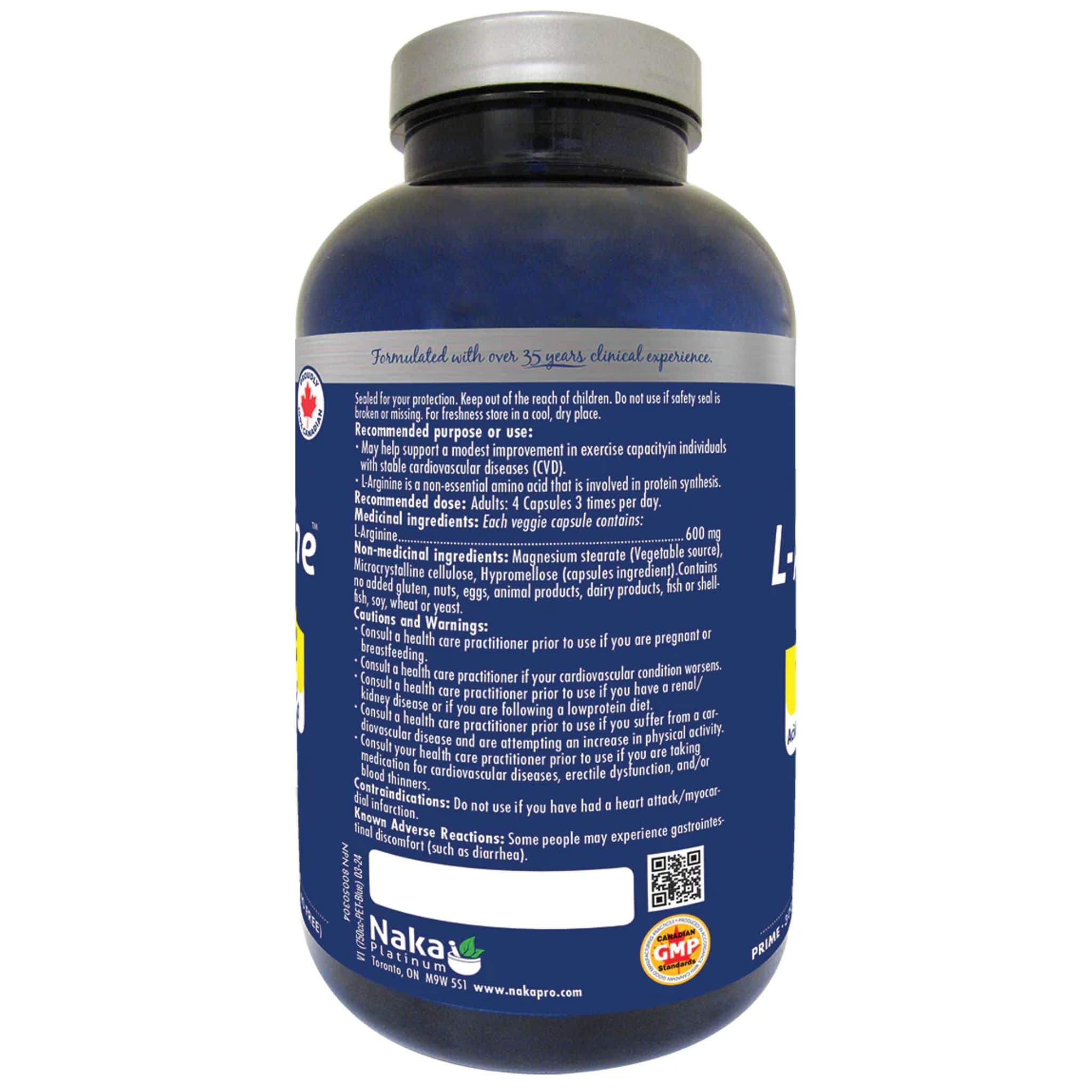 Naka Platinum Pro L-Arginine 600mg, Helps to Boost Blood Flow, Athletic Performance, and Muscle Recovery, 150-300 Vegetable Capsules - Image 2