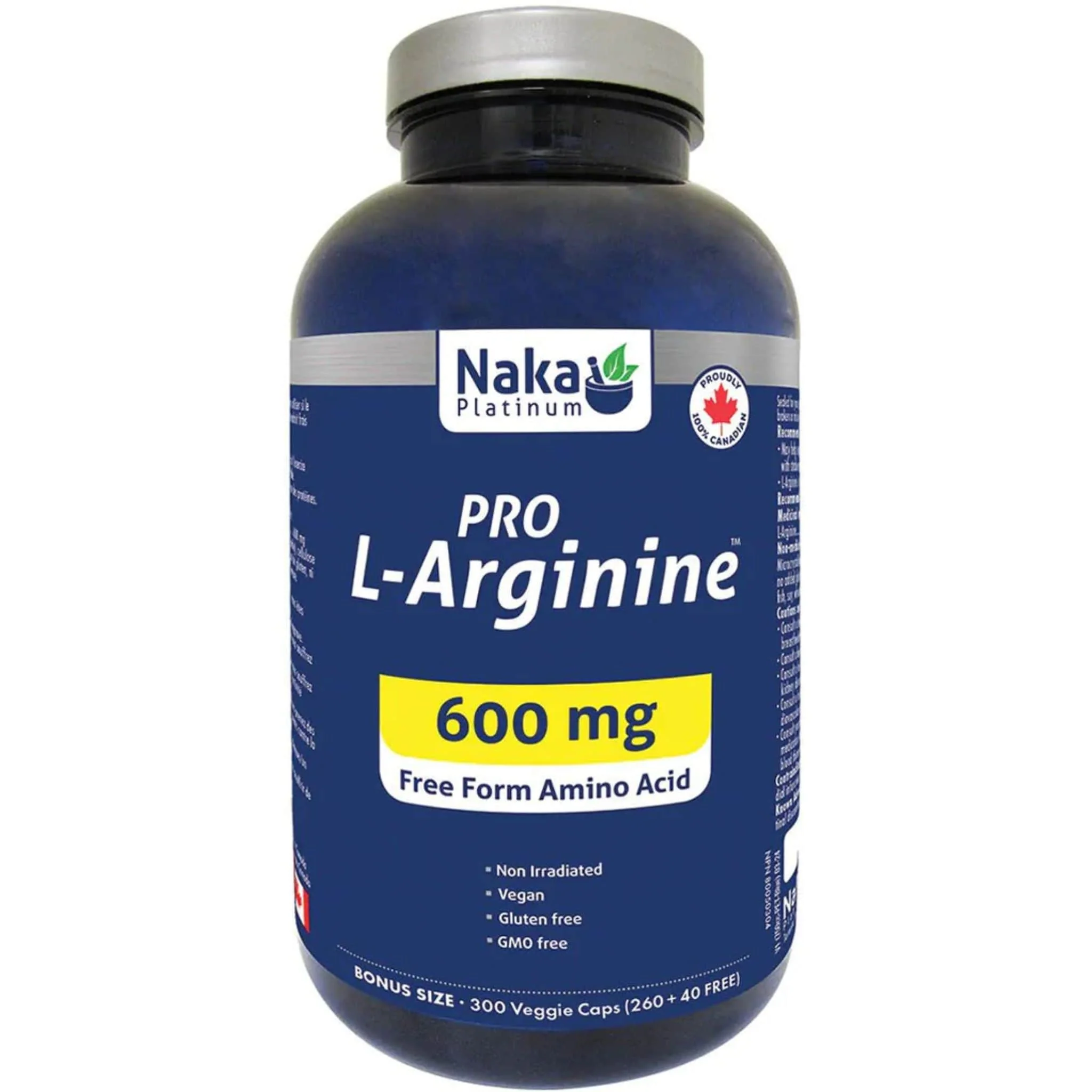 Naka Platinum Pro L-Arginine 600mg, Helps to Boost Blood Flow, Athletic Performance, and Muscle Recovery, 150-300 Vegetable Capsules - Image 3