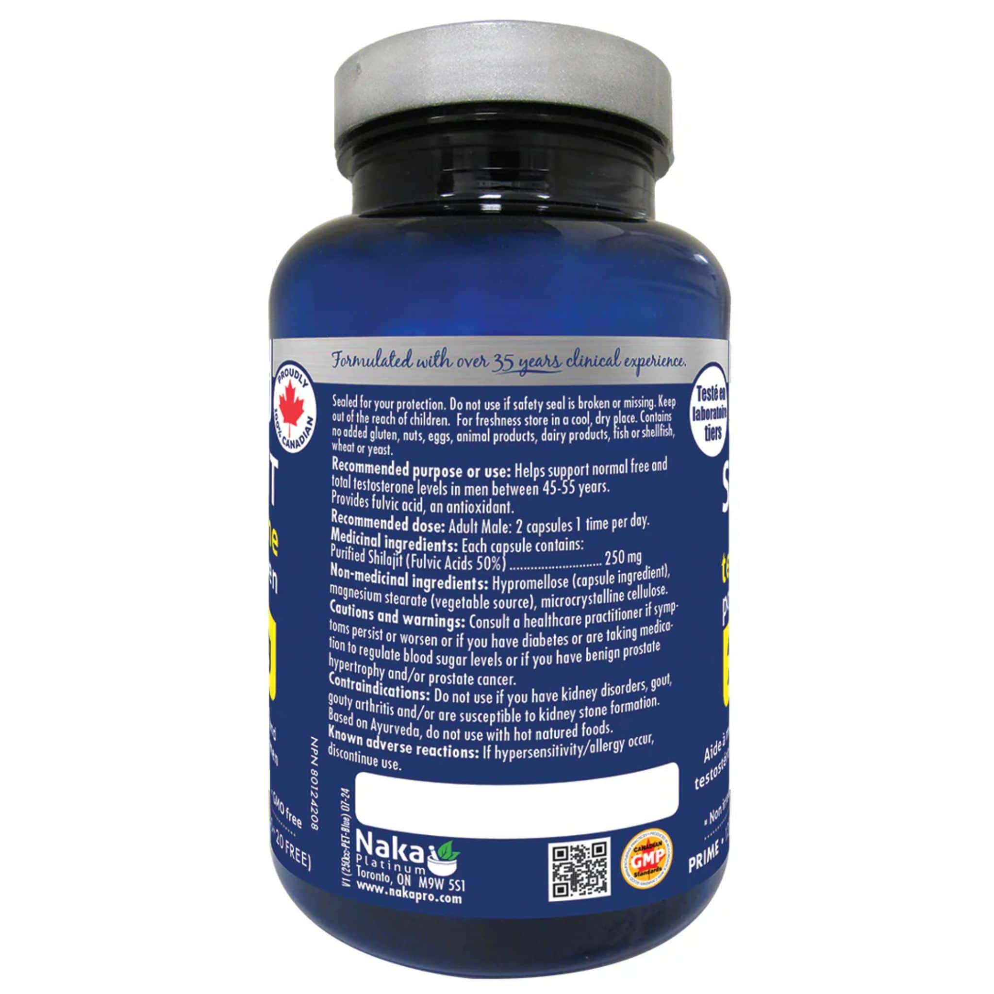 Naka Platinum Shilajit 250mg, Supports Free and Total Testosterone Levels for Men, 60 Vegetable Capsules - Image 2