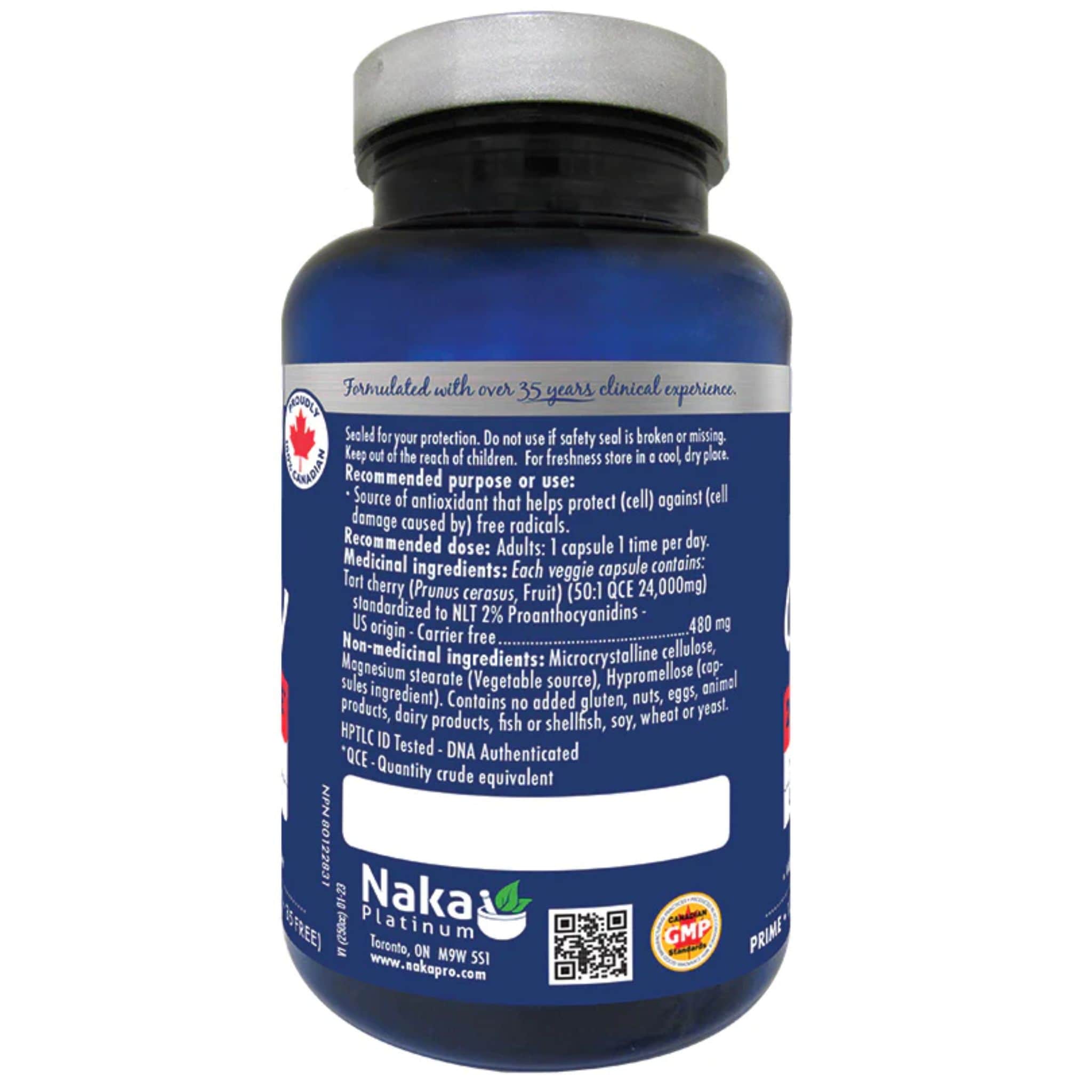 Naka Platinum Tart Cherry 480mg, 24,000 QCE, Concentrated 50:1 Extract, US-Origin Cherries, 125 Vegetable Capsules - Image 2