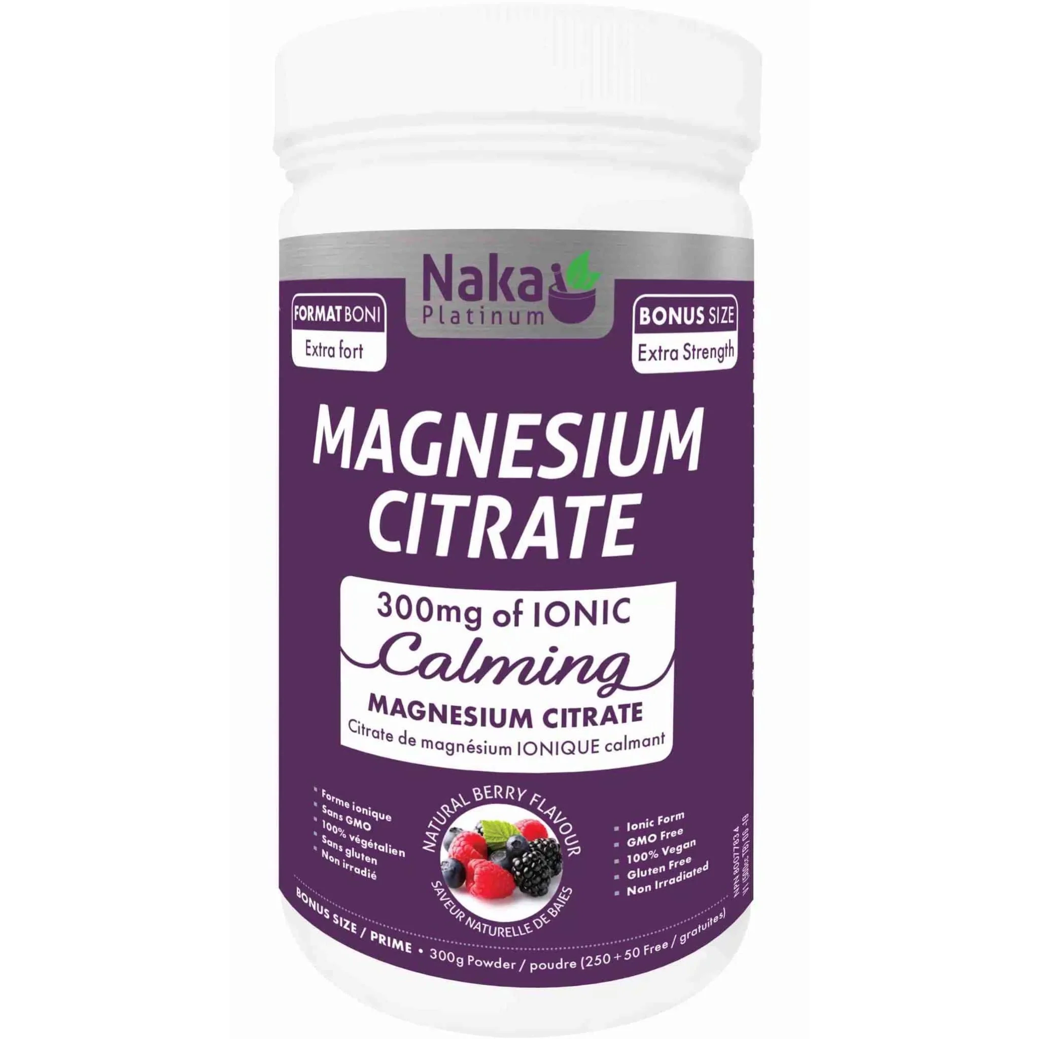 Naka Magnesium Citrate Calming Powder, 300mg Ionic Magnesium Powder