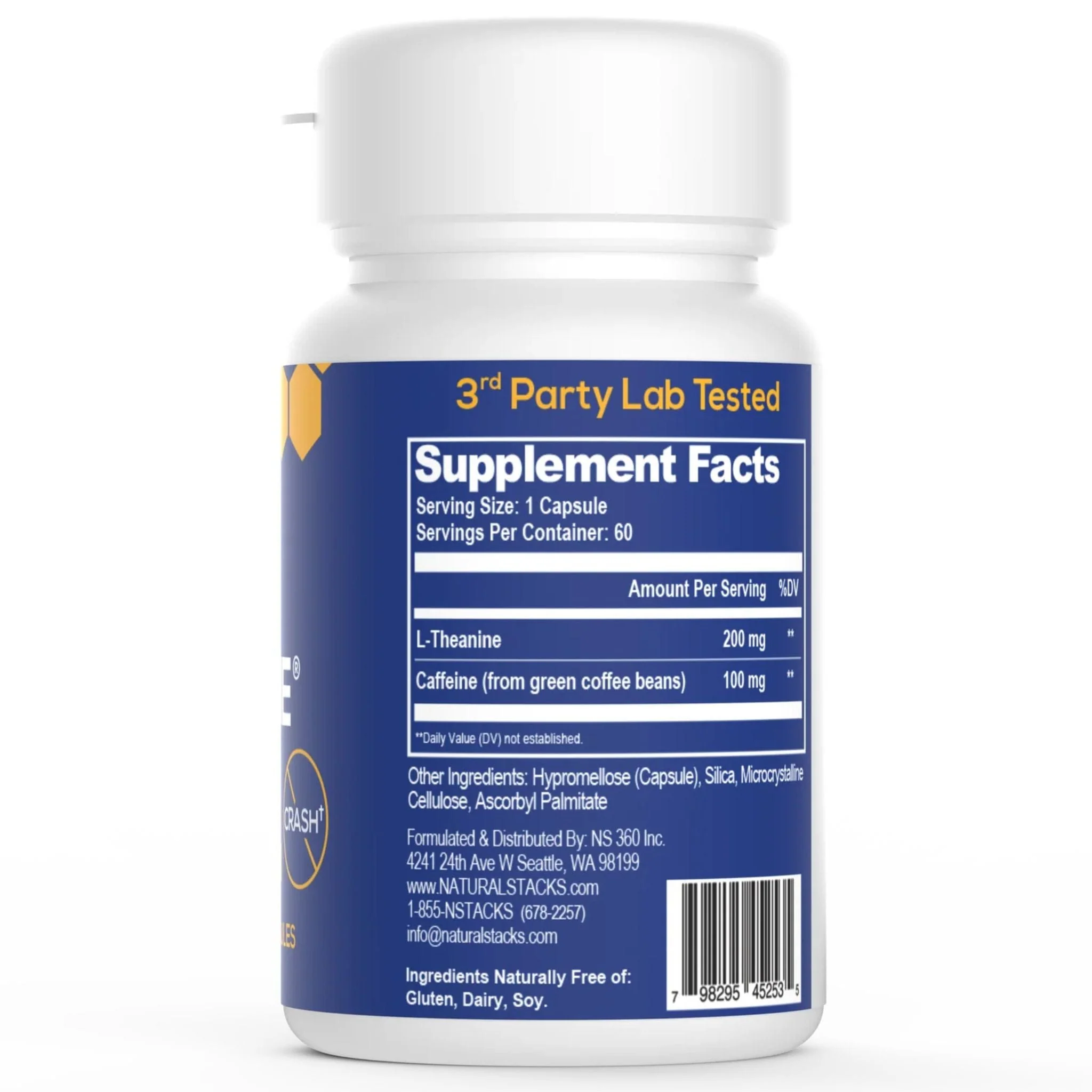 Natural Stacks Smart Caffeine with L-Theanine, No Crash, 60 Capsules - Image 2