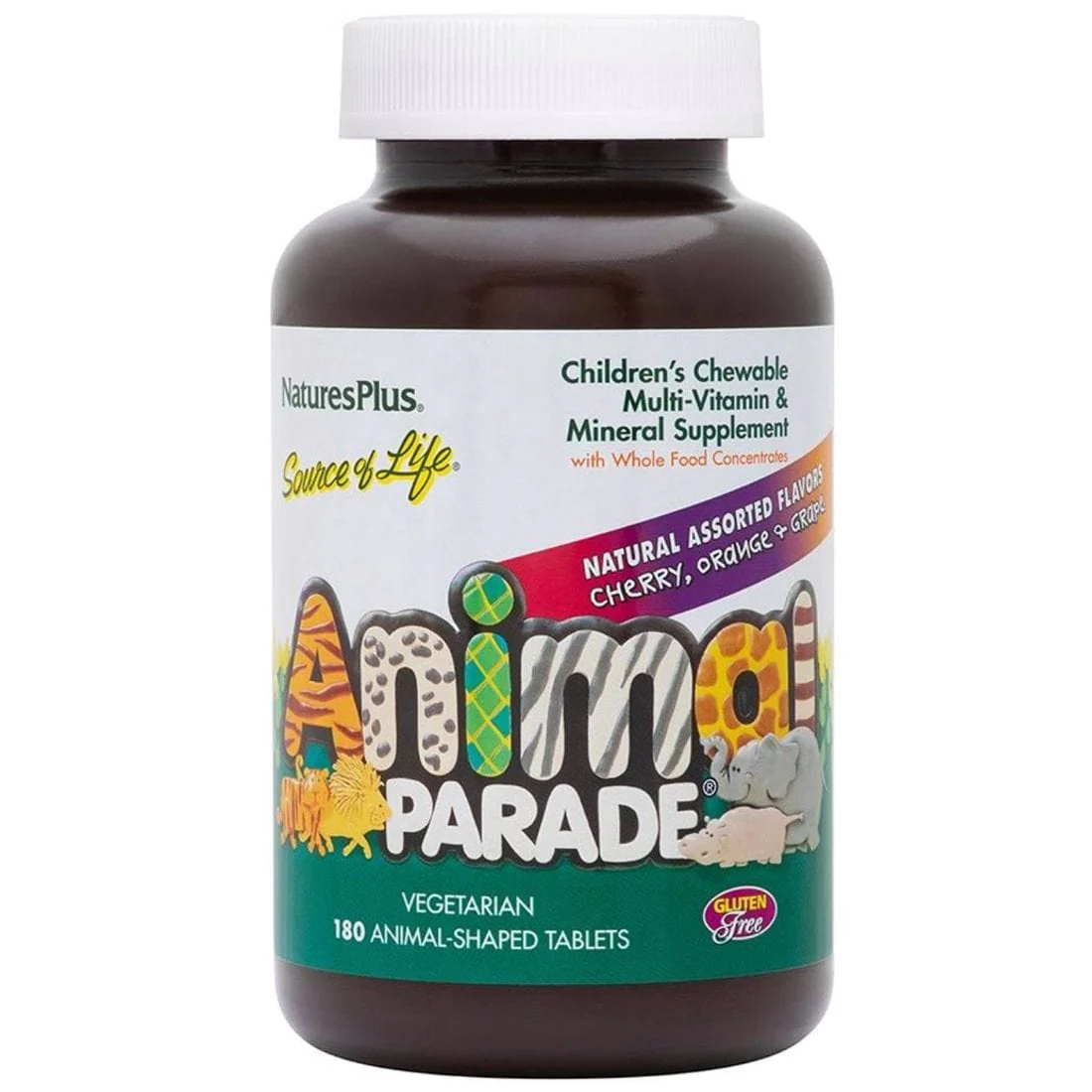Nature's Plus Animal Parade Chewable Multivitamin & Multimineral for Kids, Assorted Natural Flavours