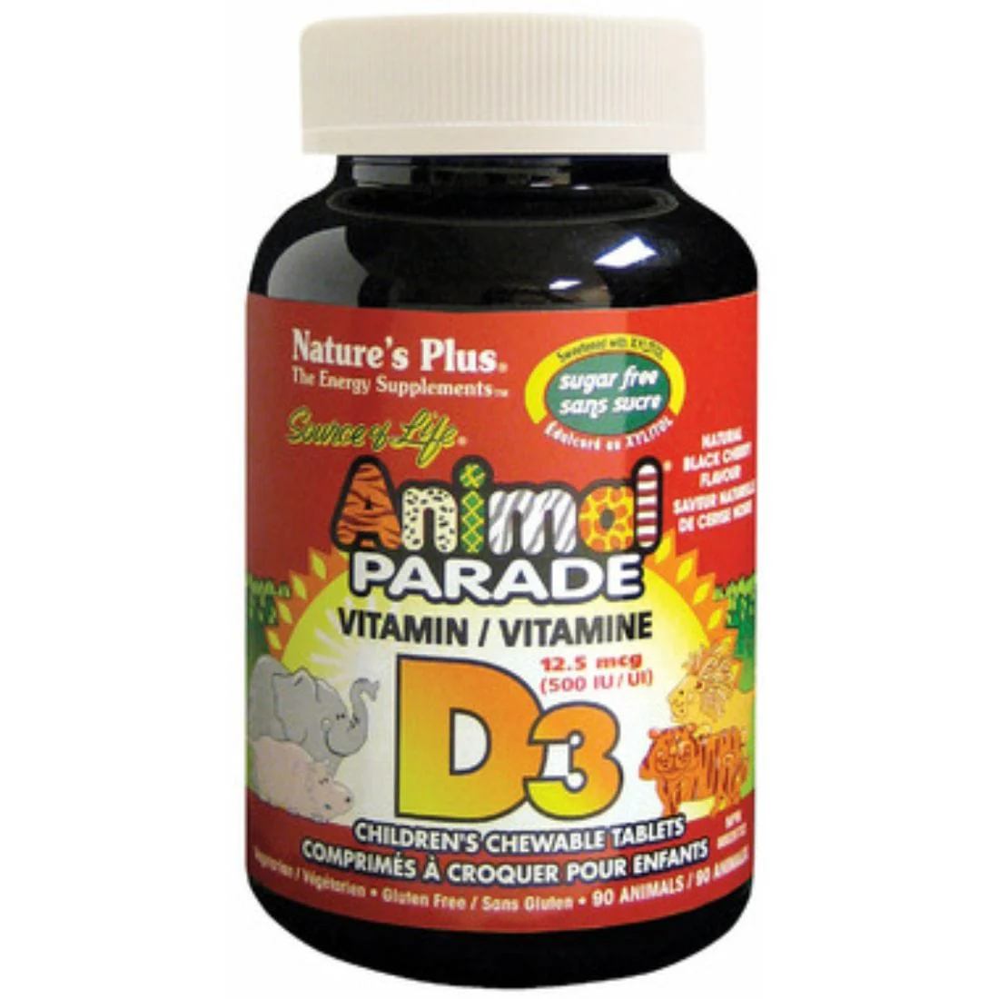 Nature's Plus Animal Parade Vitamin D3 500IU Chews, Sugar Free, 90 Animal-Shaped Chewable Tablets - Image 2