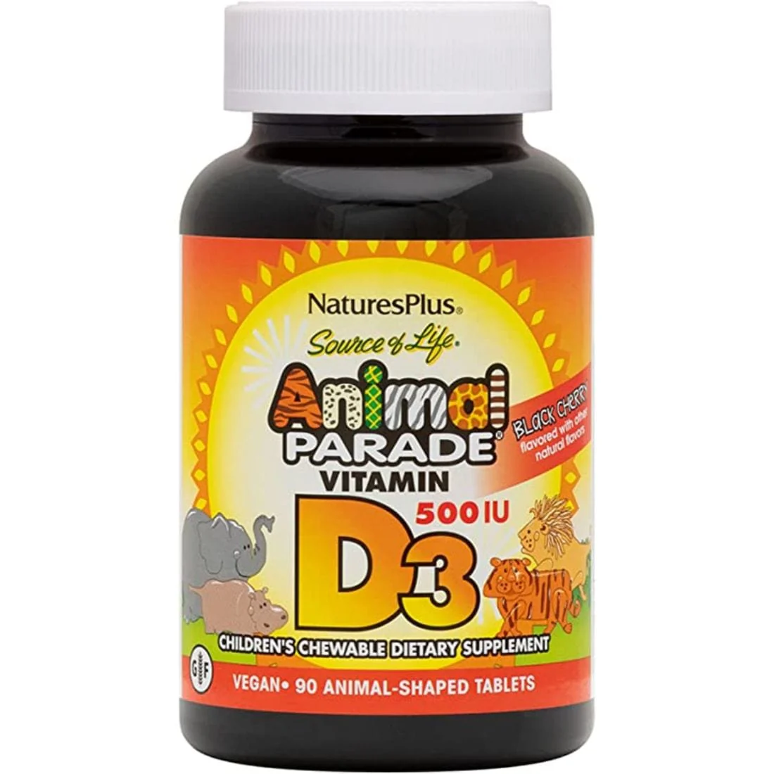 Nature's Plus Animal Parade Vitamin D3 500IU Chews, 90 Animal-Shaped Chewable Tablets - Image 2